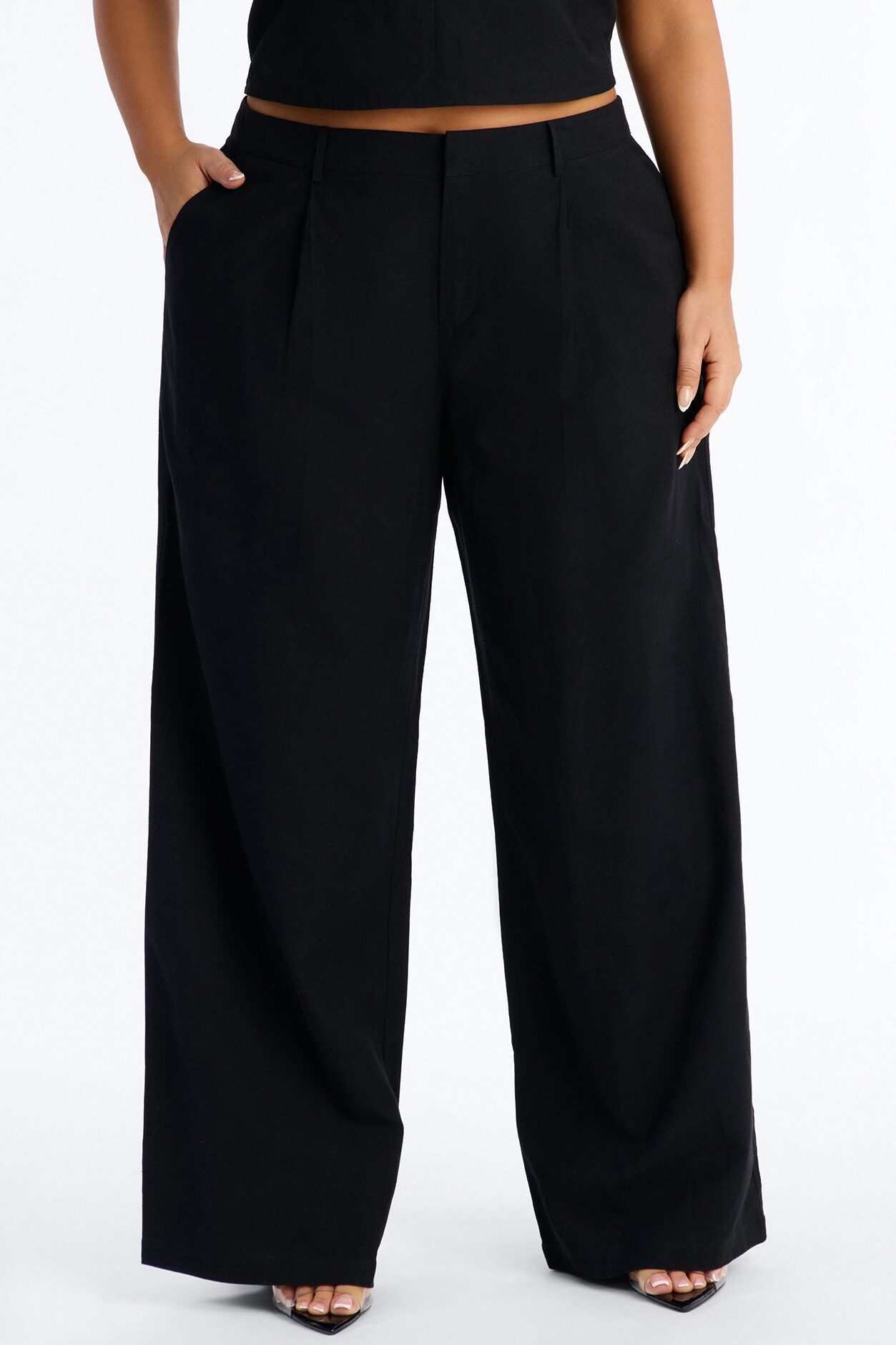 Ocean Breeze Linen Low Rise Pant 33″ - Black
