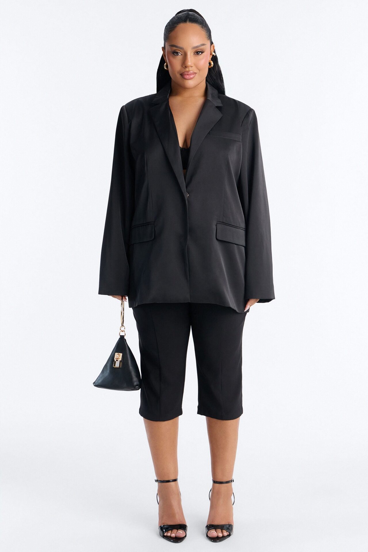 City Affair Blazer Capri Set - Black