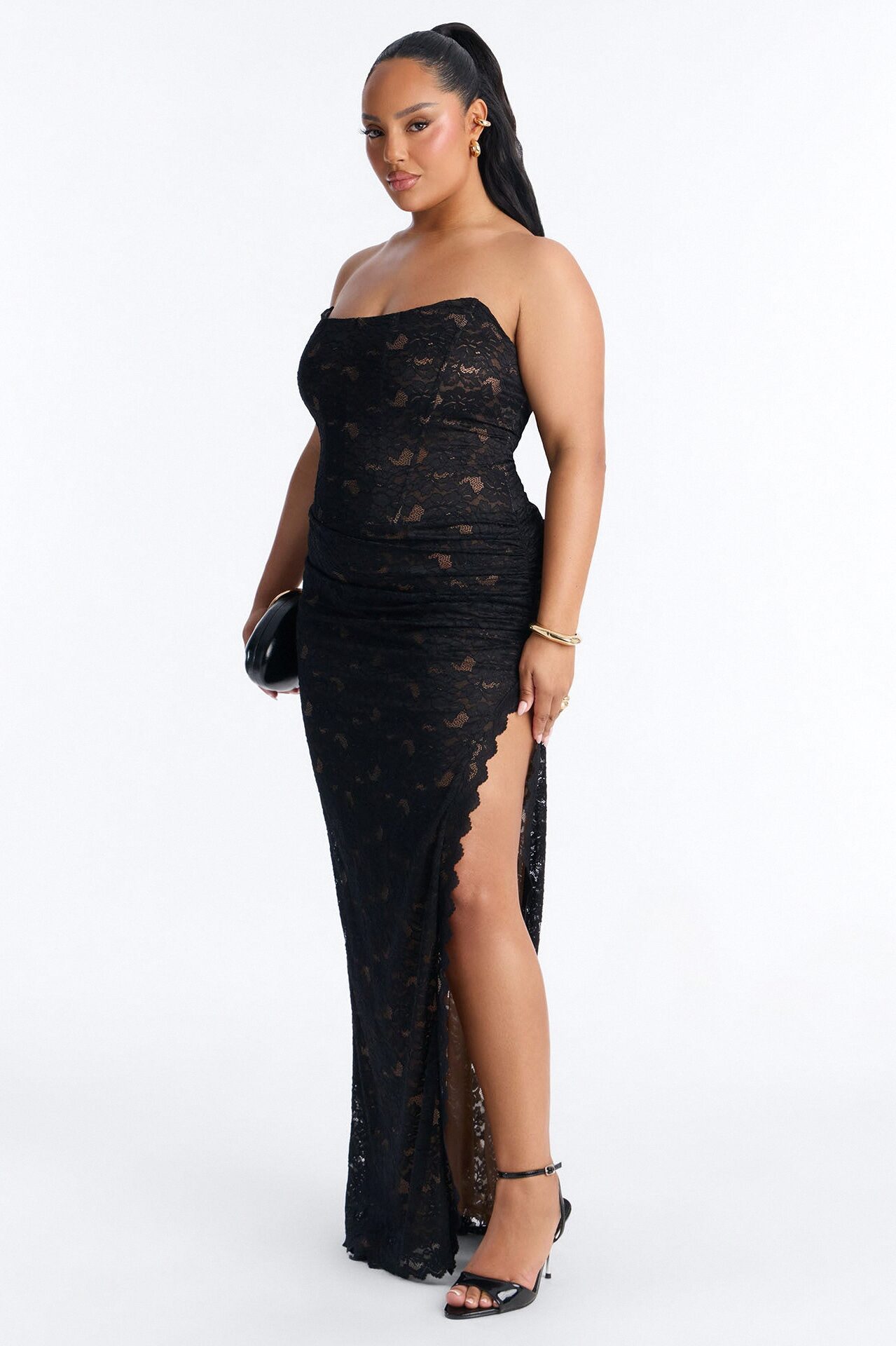 Lovely In Lace Maxi Dress - Black