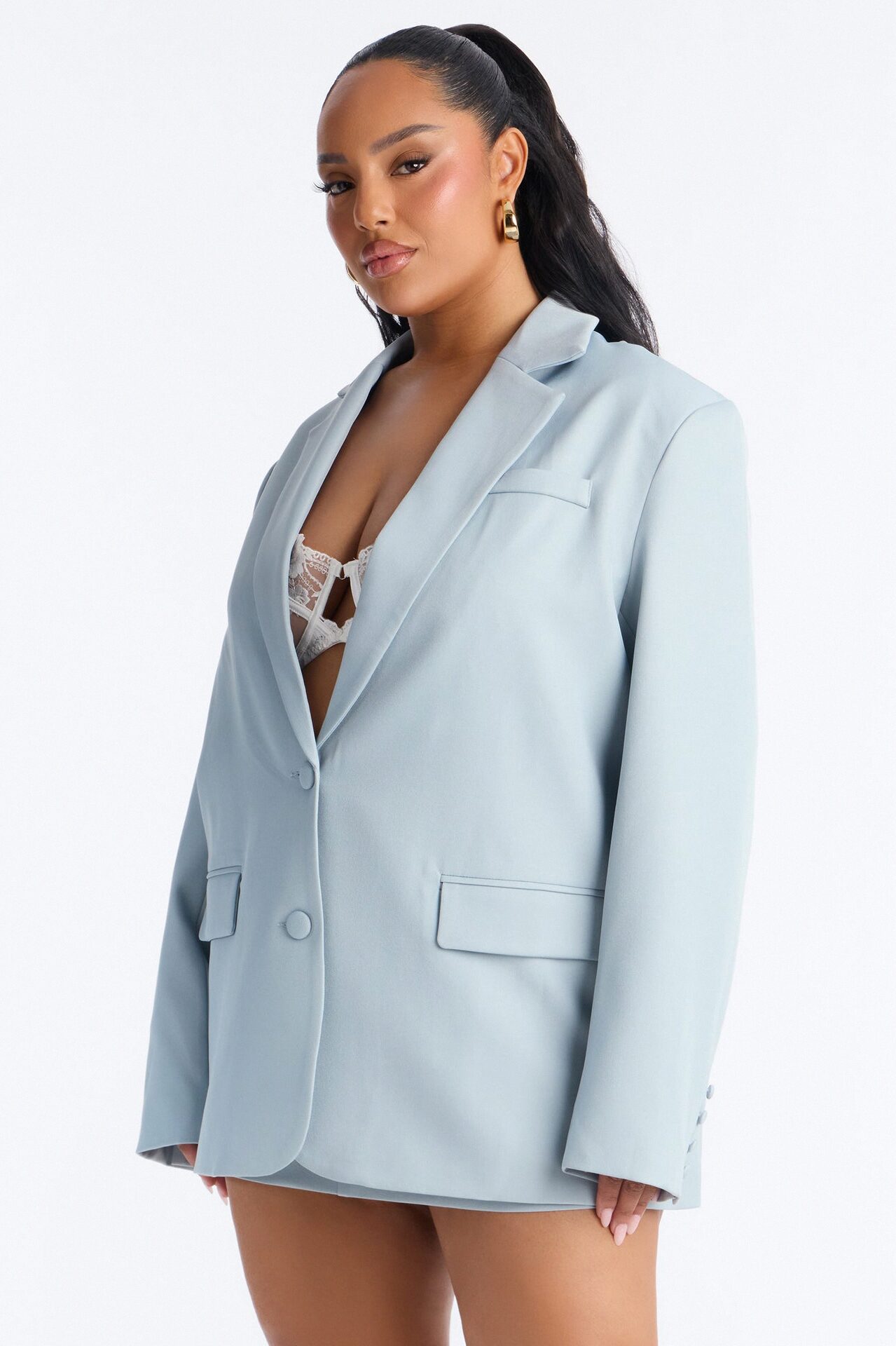 Eternal Muse Oversized Blazer - Light Blue