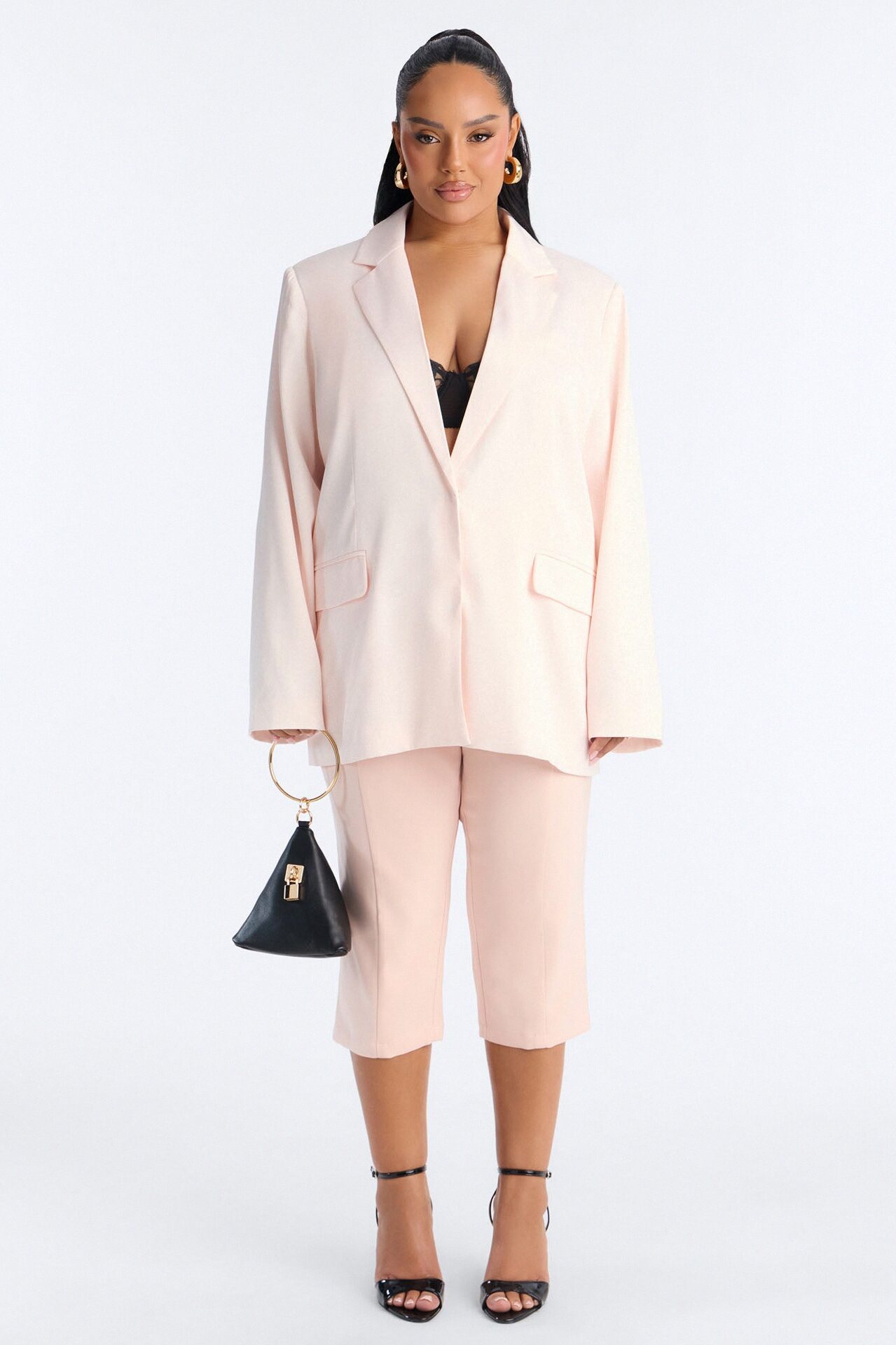 City Affair Blazer Capri Set - Light Pink