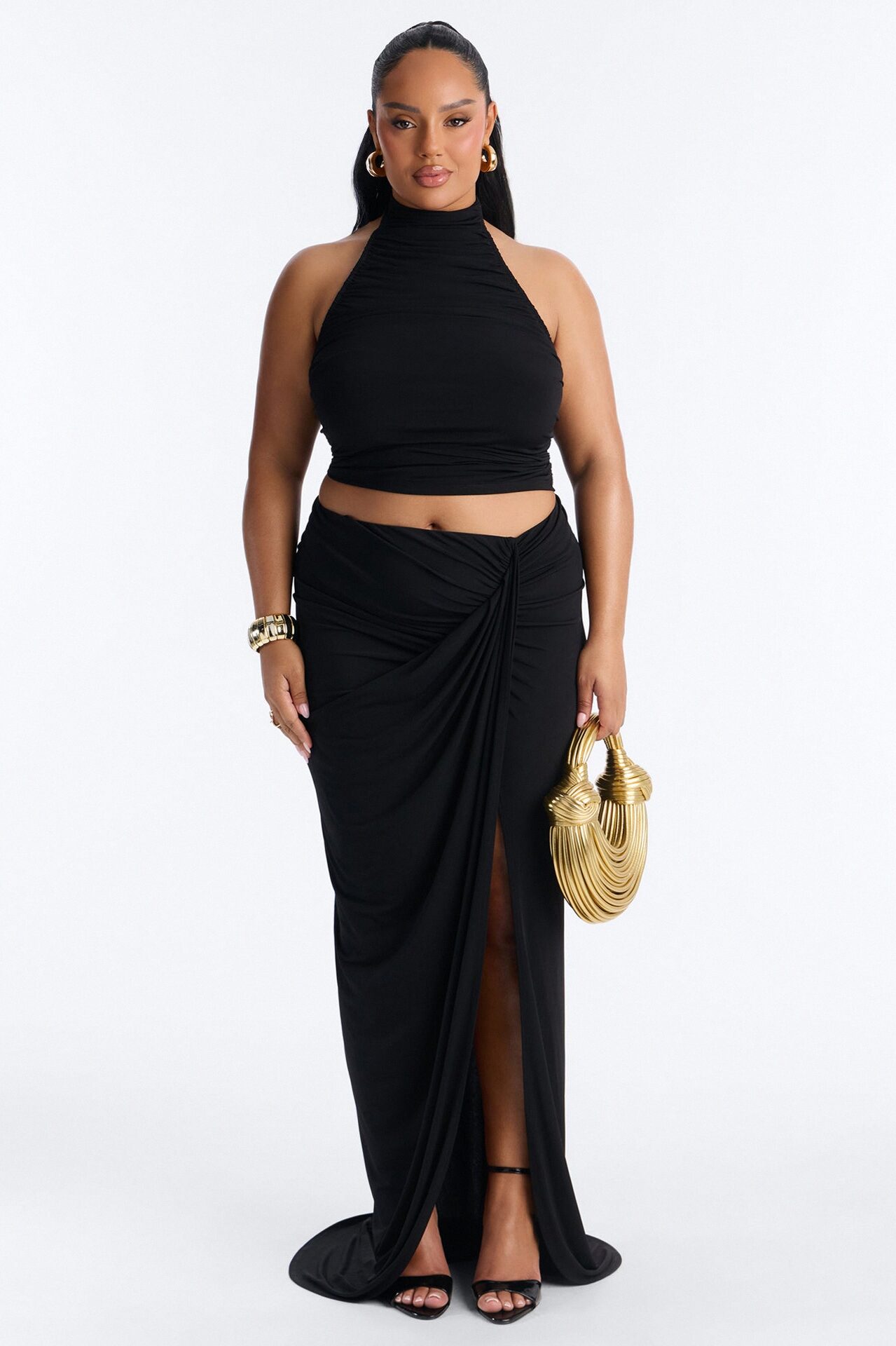 Zadie Maxi Skirt Set - Black