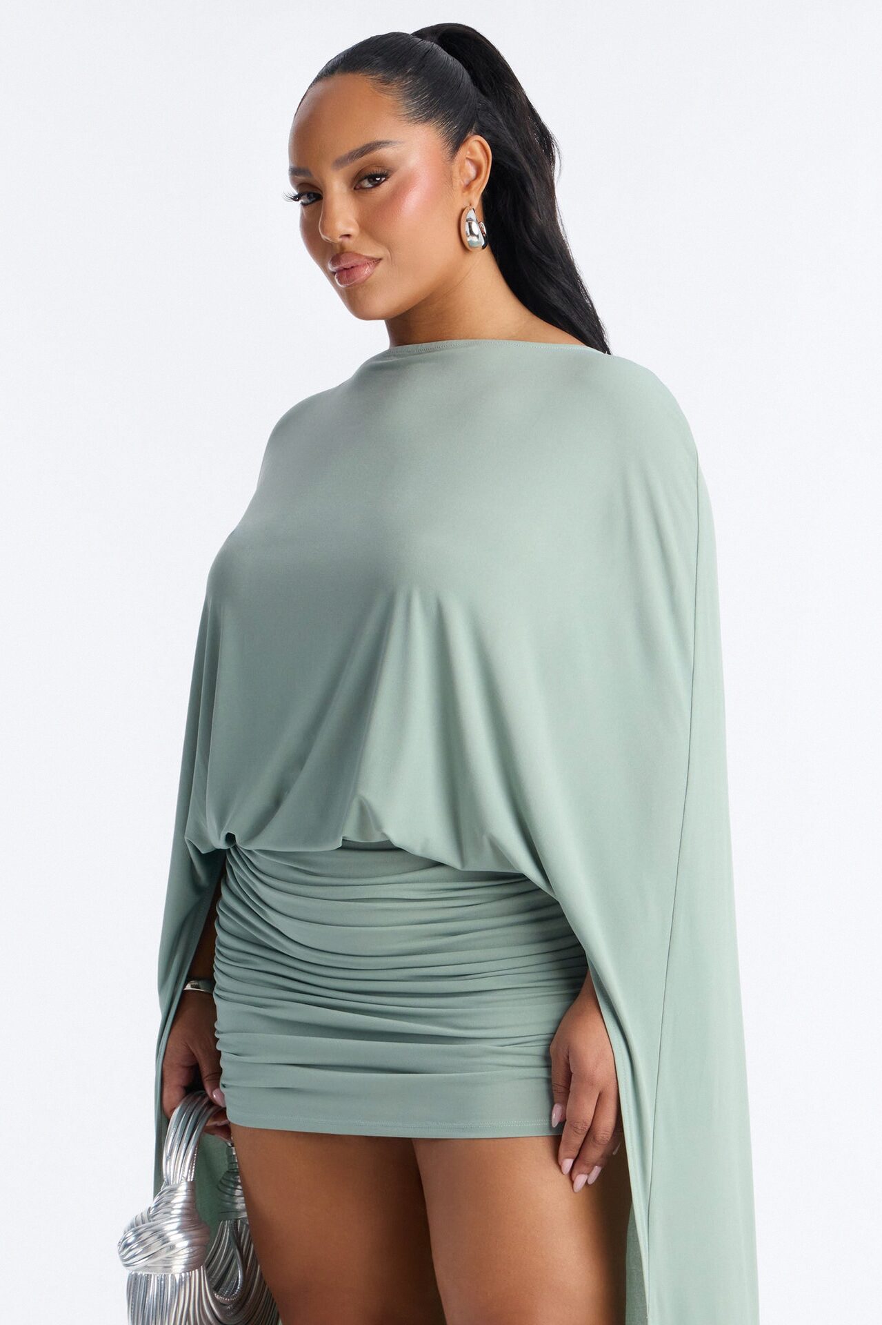 Zadie Babe Cape Mini Dress - Sage