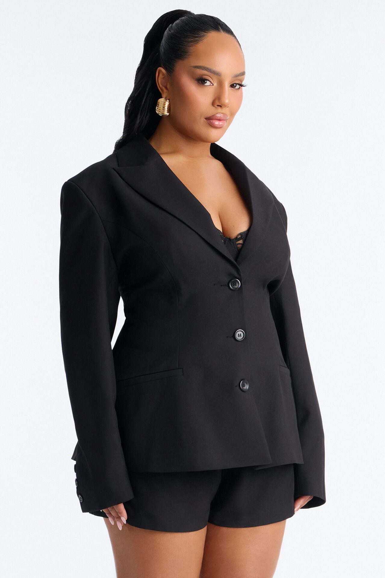 Soft Spoken Blazer Romper - Black
