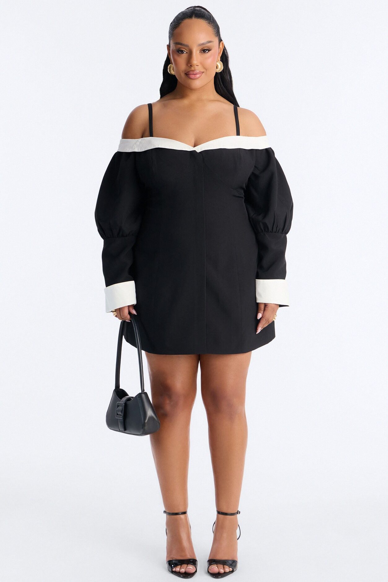 Full Bloom Mini Dress - Black/White