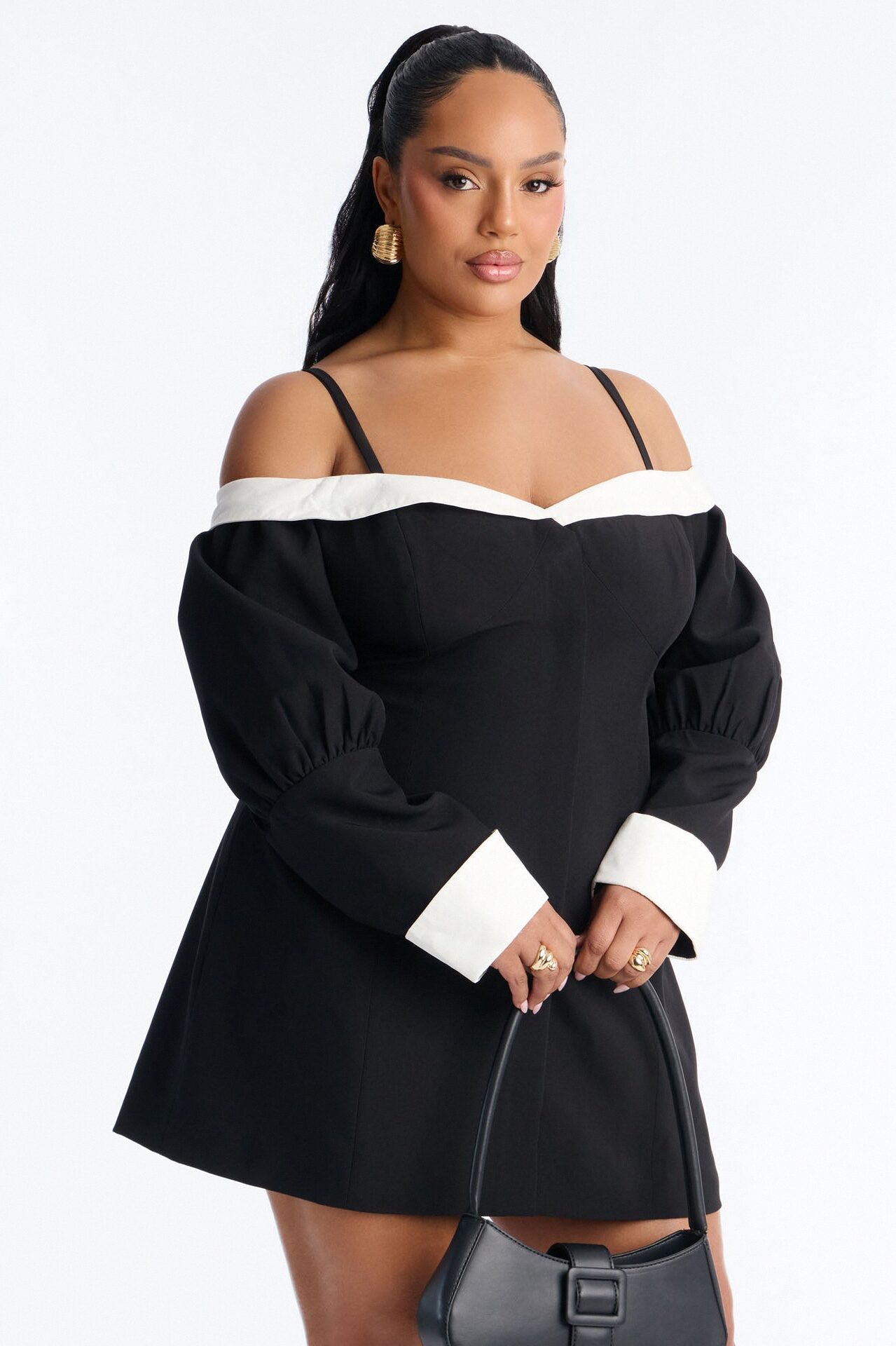 Full Bloom Mini Dress - Black/White