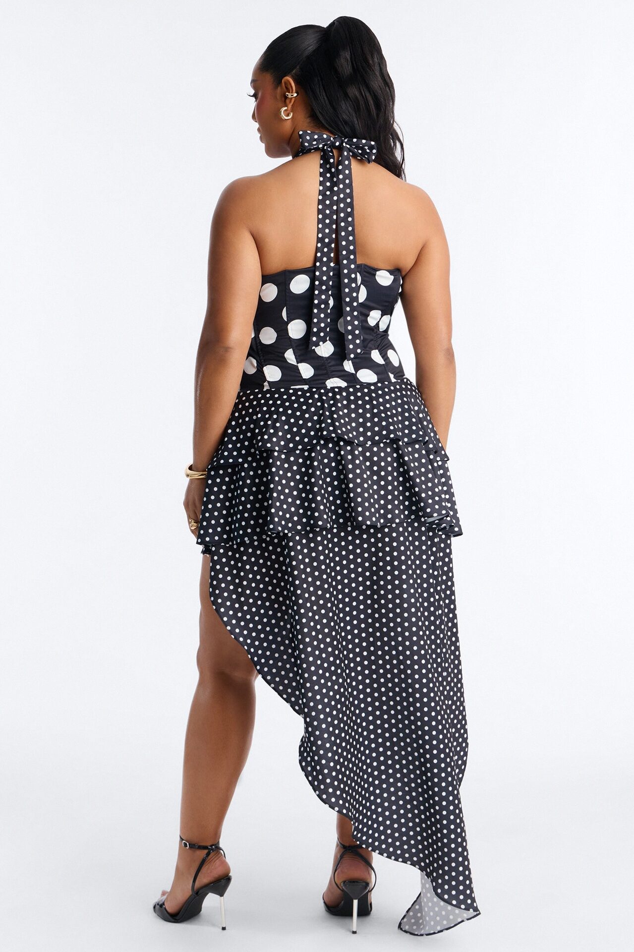Penny Polka Dot Hi-Low Top - Black/White