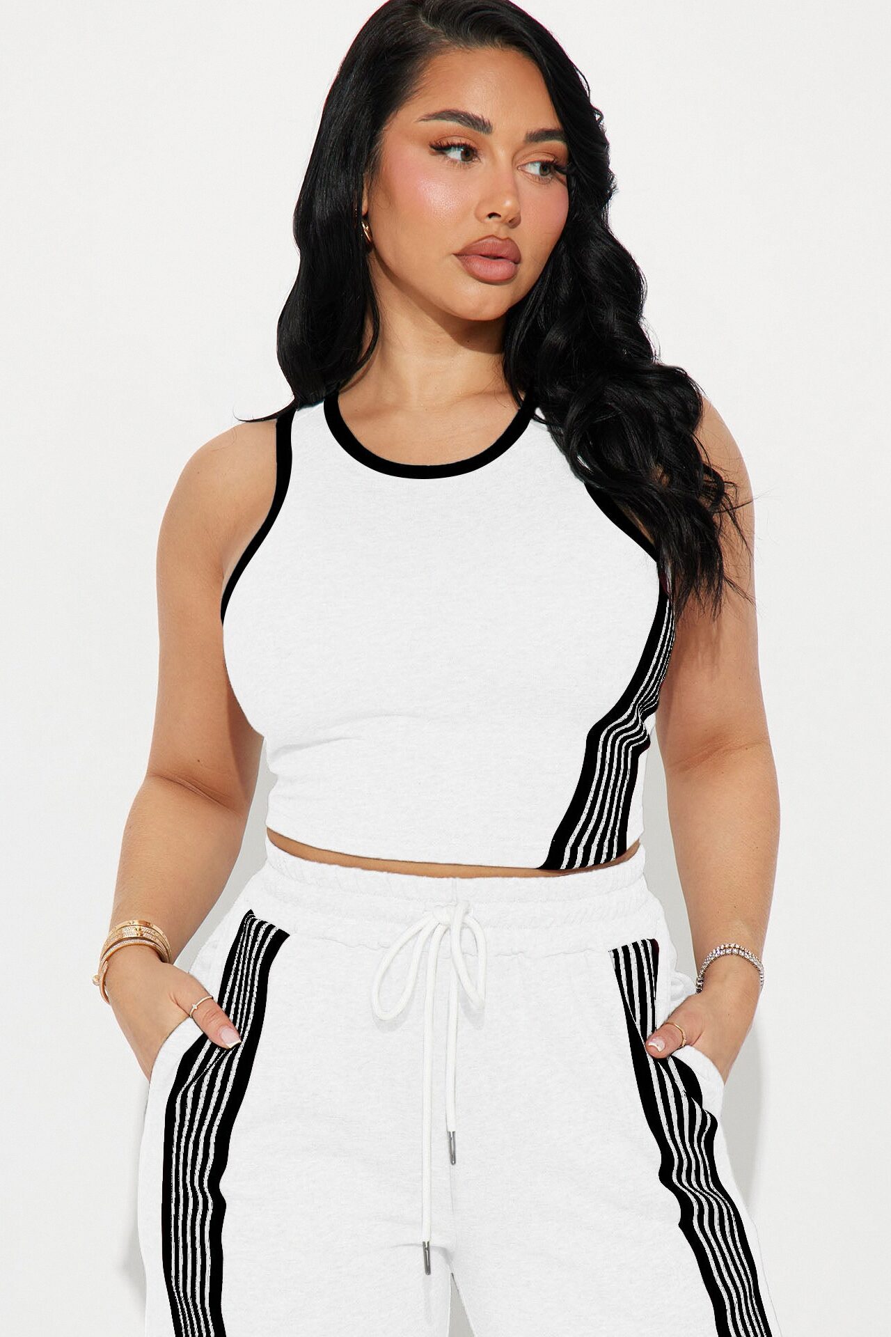 Varsity Babe Pant Set - White