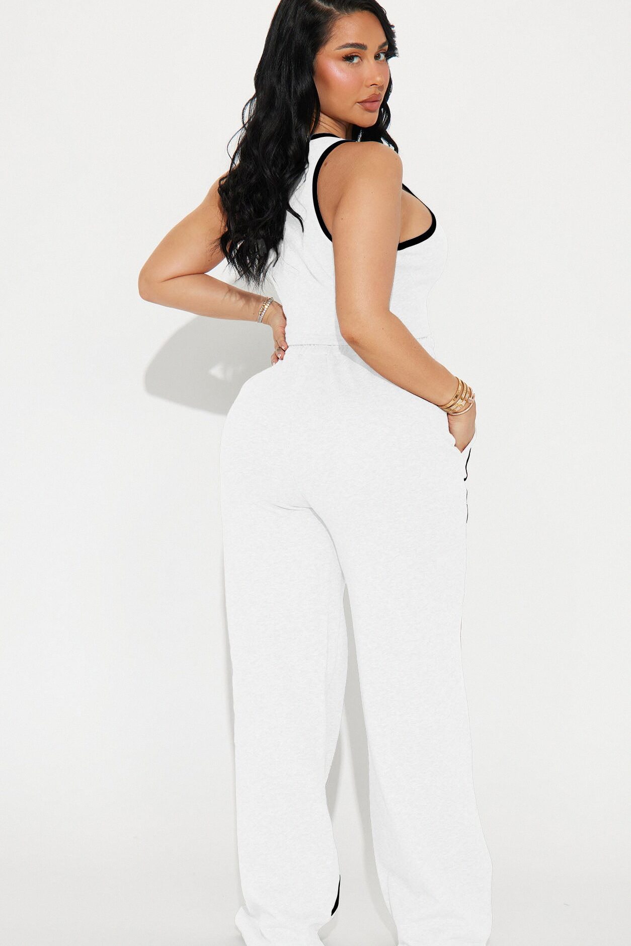 Varsity Babe Pant Set - White