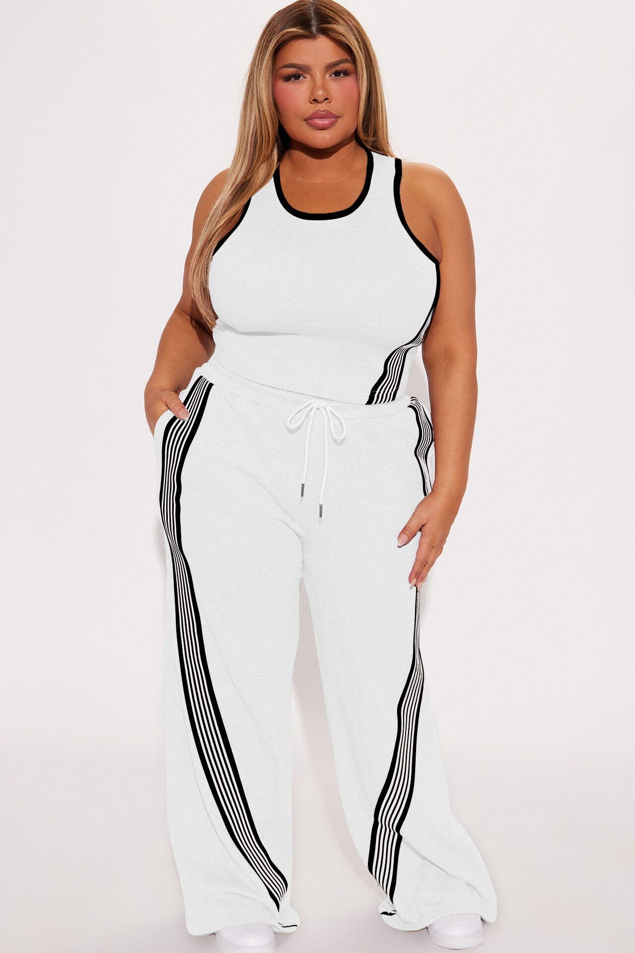 Varsity Babe Pant Set - White
