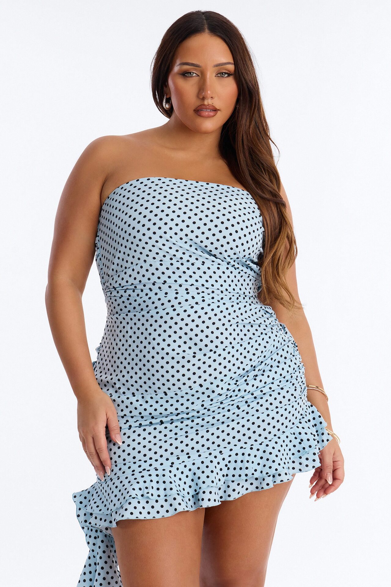 Layla Strapless Rayon Mini Dress - Blue/Black