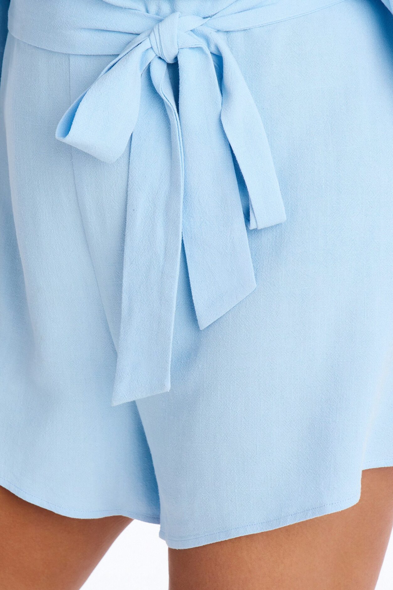 Charlotte Linen Romper - Light Blue