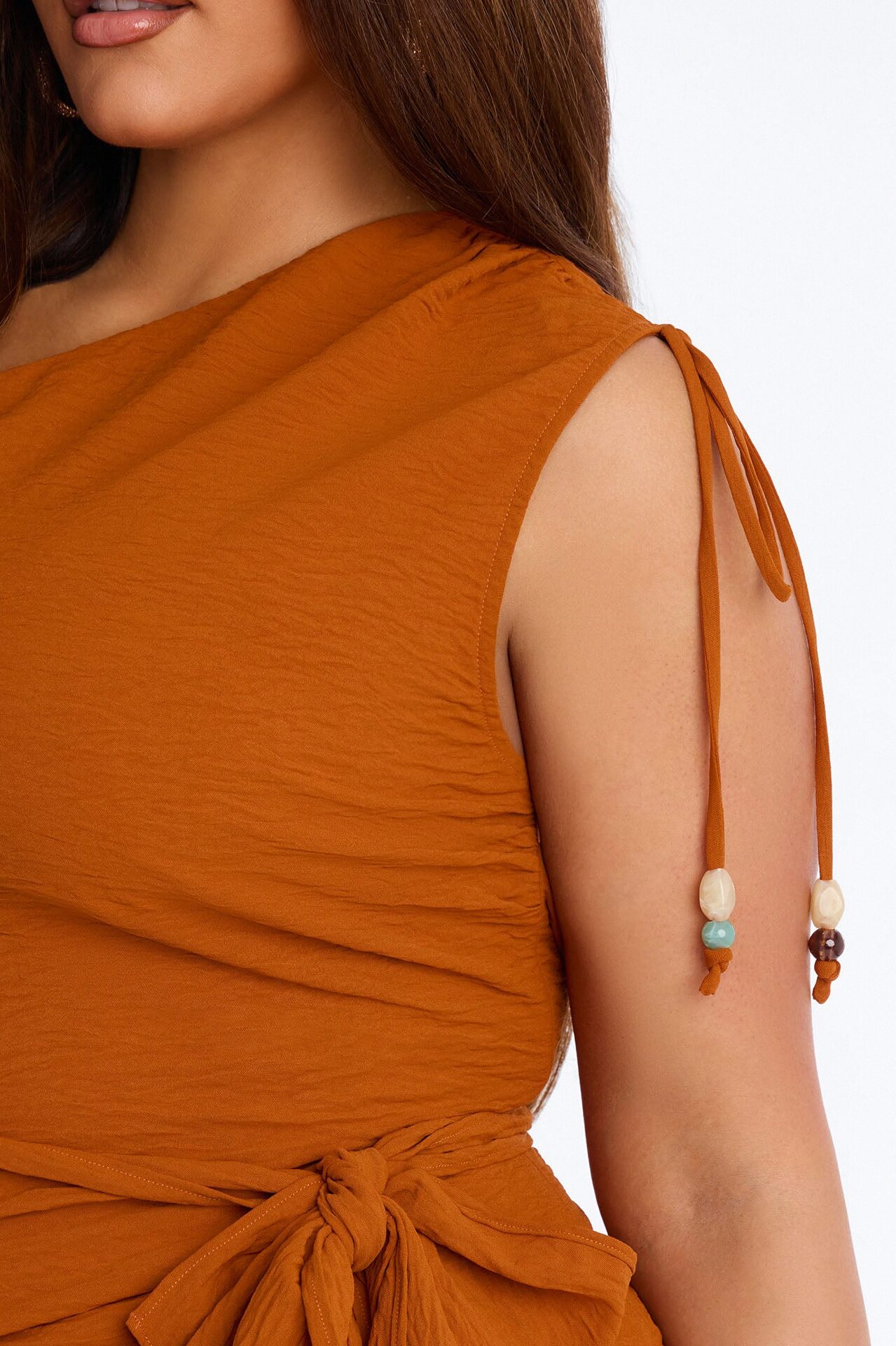 Willow One Shoulder Balloon Pant Set - Rust