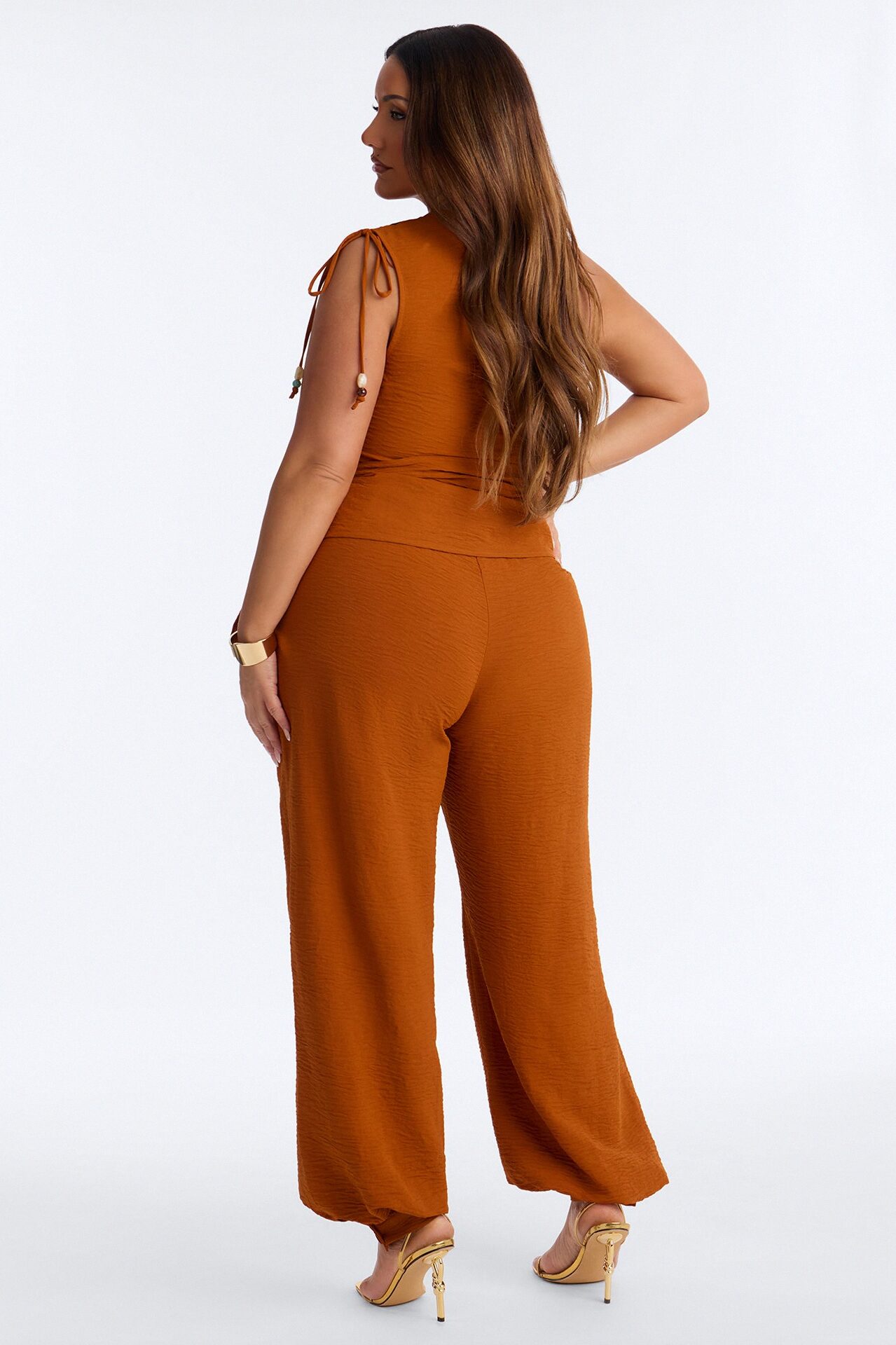Willow One Shoulder Balloon Pant Set - Rust