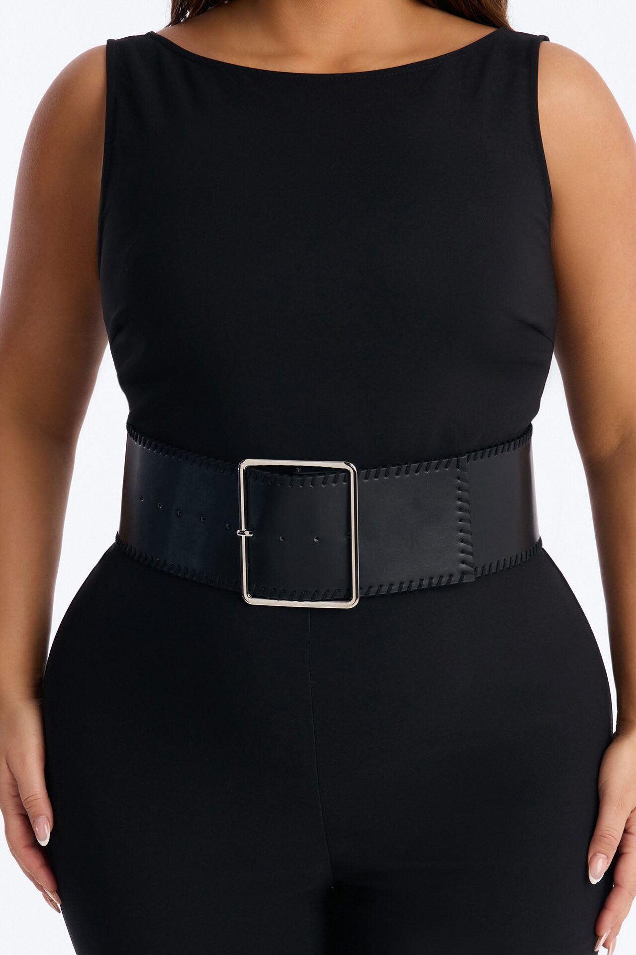 Amaya Boat Neck Belted Capri Jumpsuit - Black