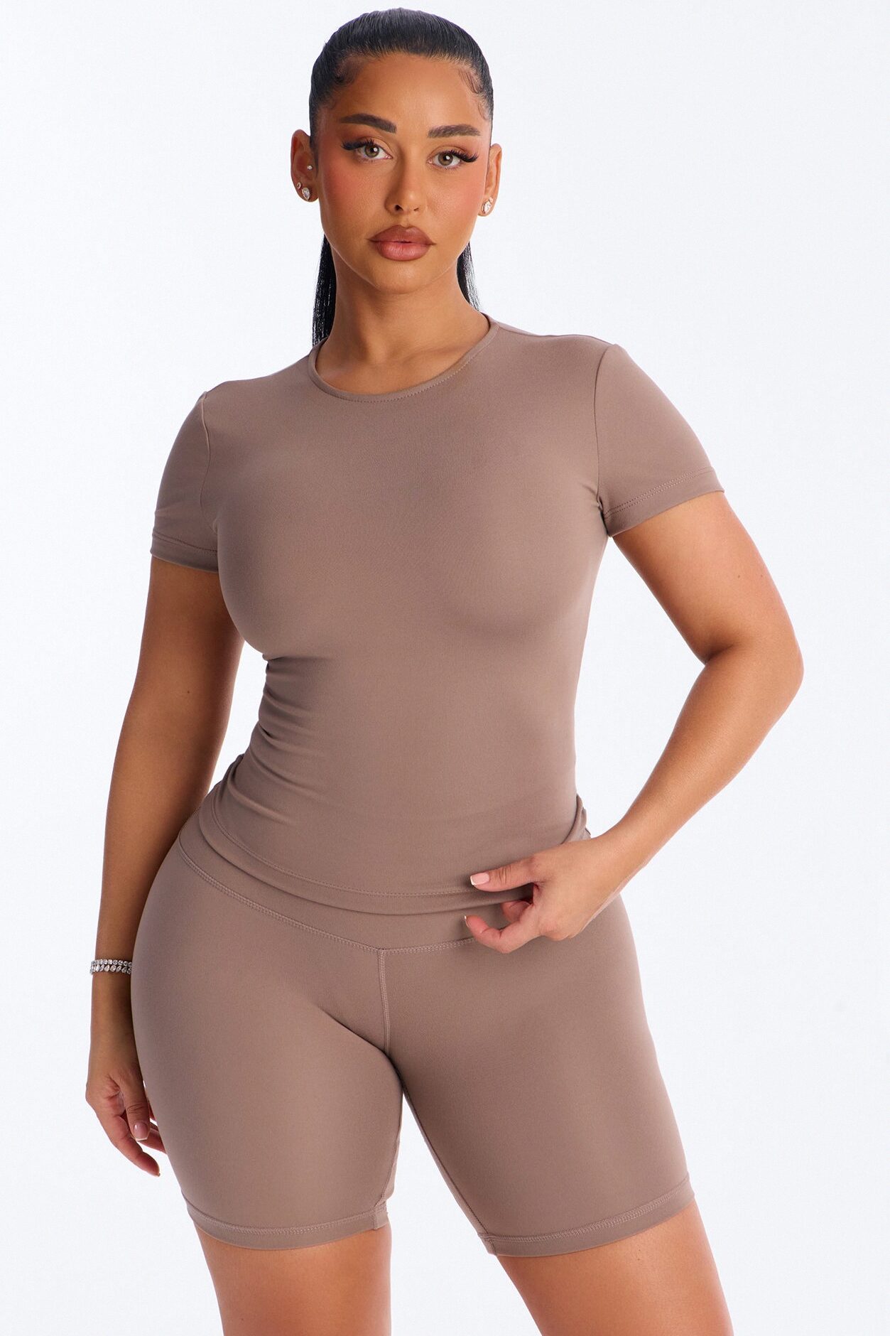 Myla Tricot Lounge Short Sleeve Top - Mocha