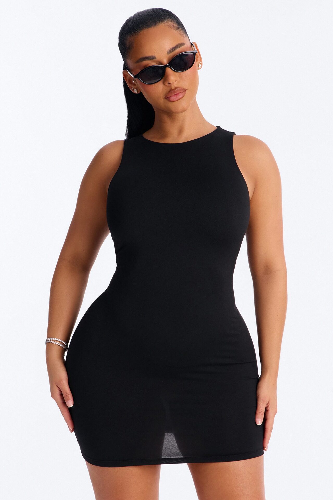 Hanna Double Lined Mini Dress - Black