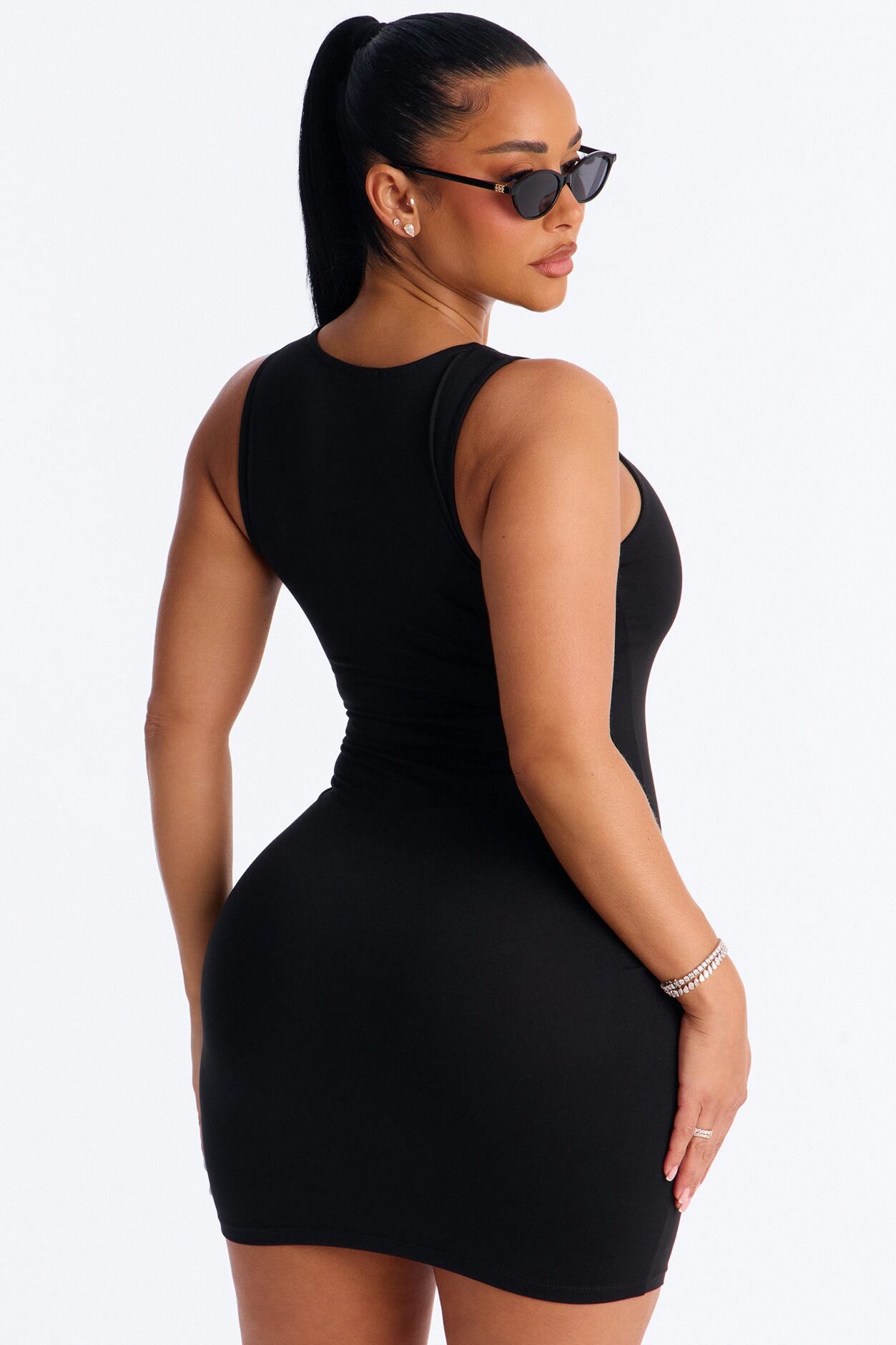 Hanna Double Lined Mini Dress - Black