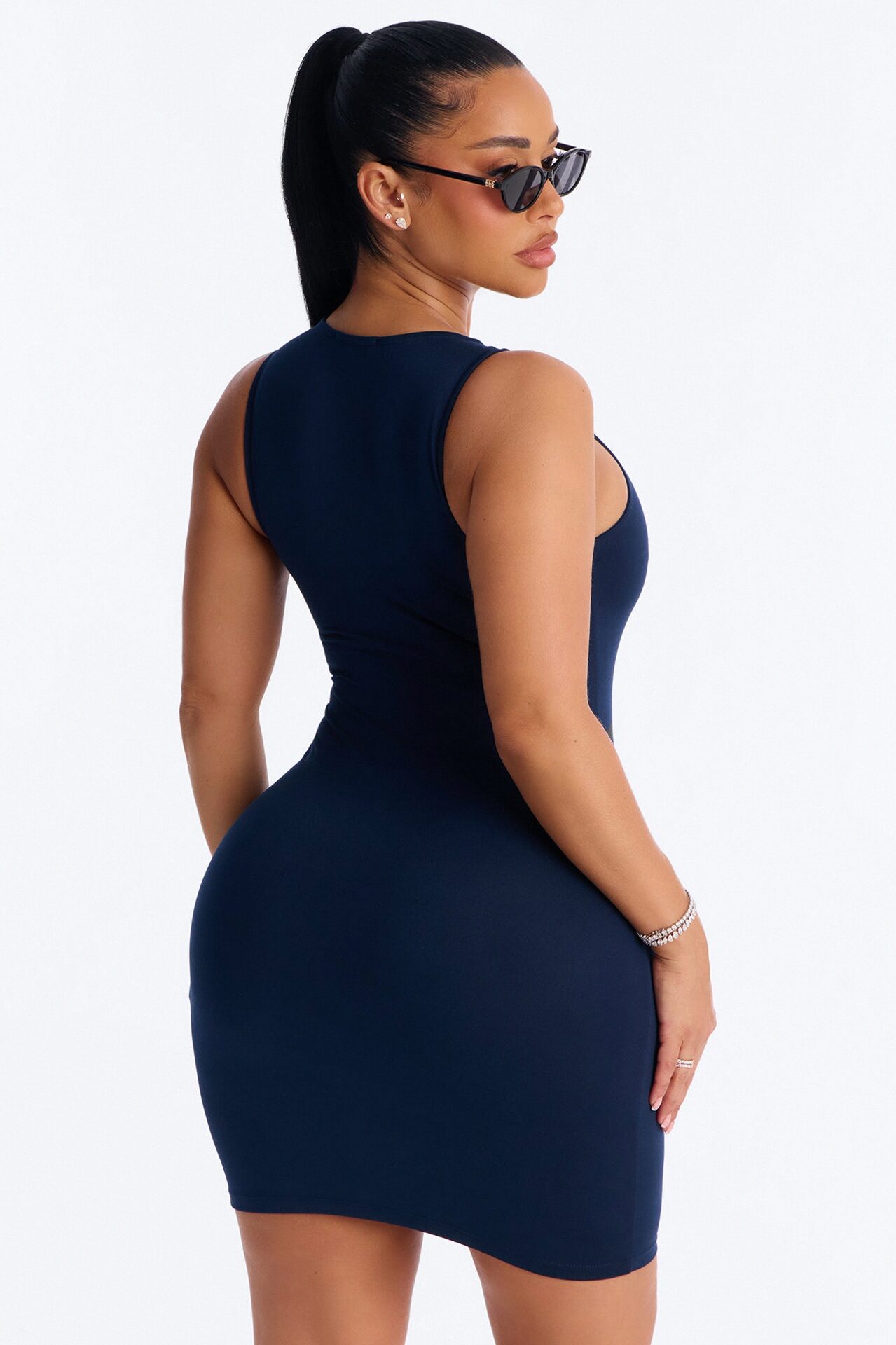 Hanna Double Lined Mini Dress - Navy