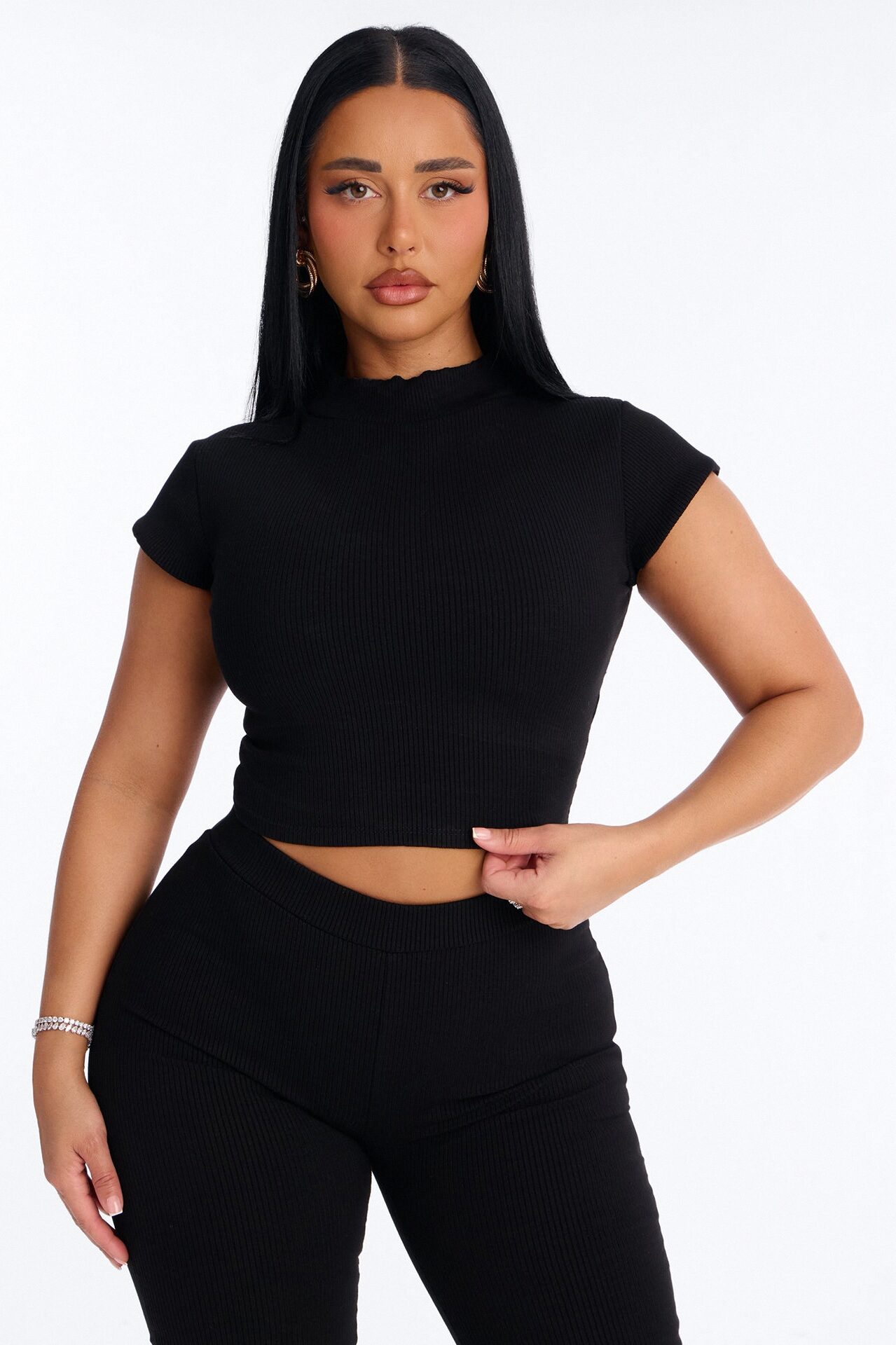 Simply Snatched Mock Neck Legging Set - Black