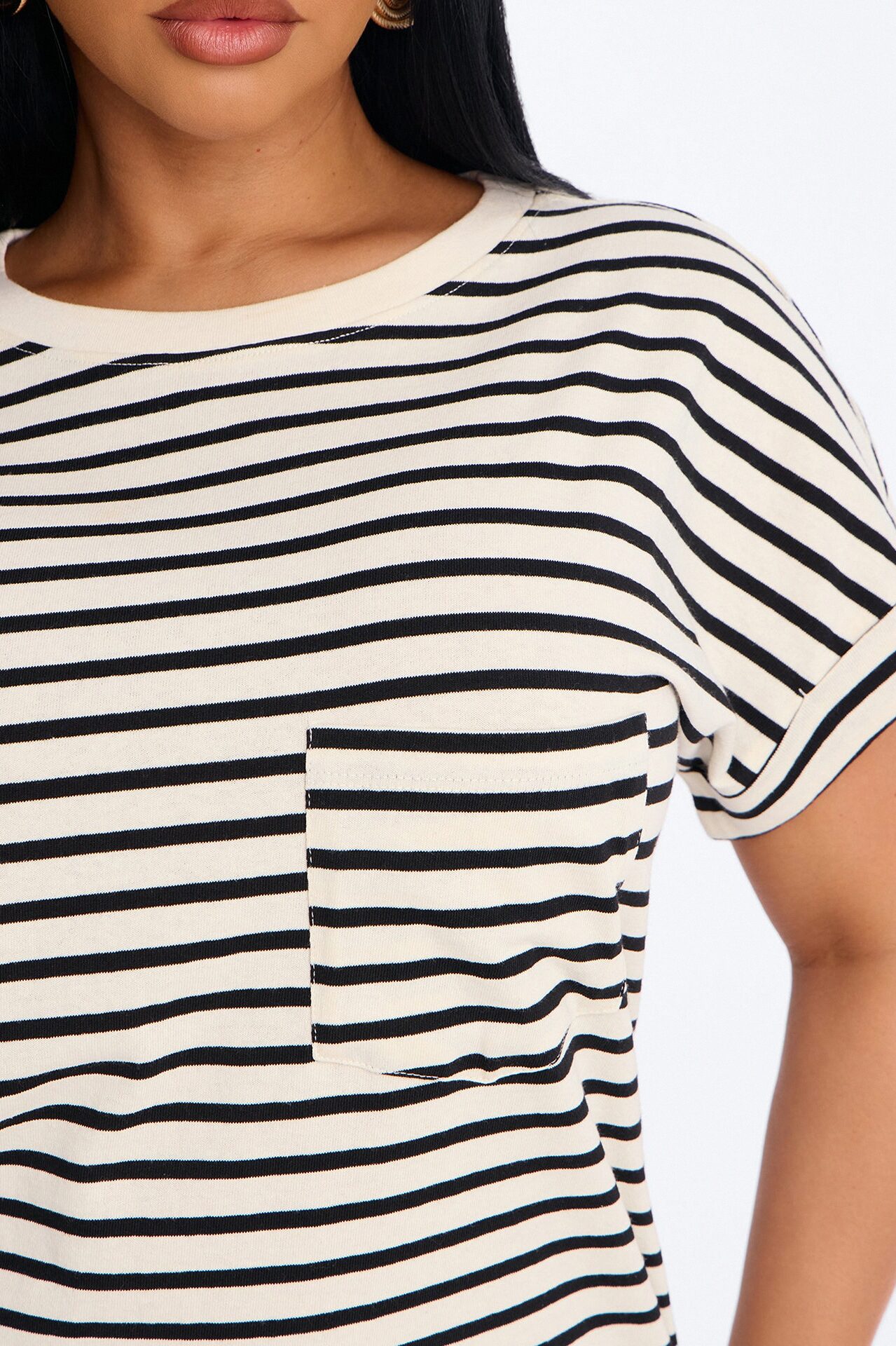 Raelynn Short Sleeve Cotton Shirt Mini Dress - Black/White