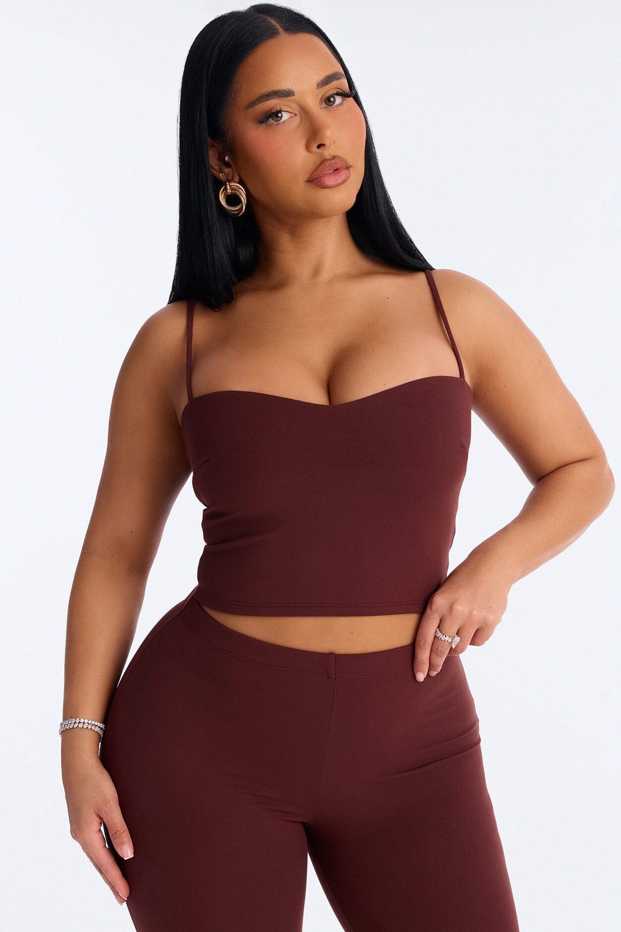 Mila Tank Top Capri Set - Brown