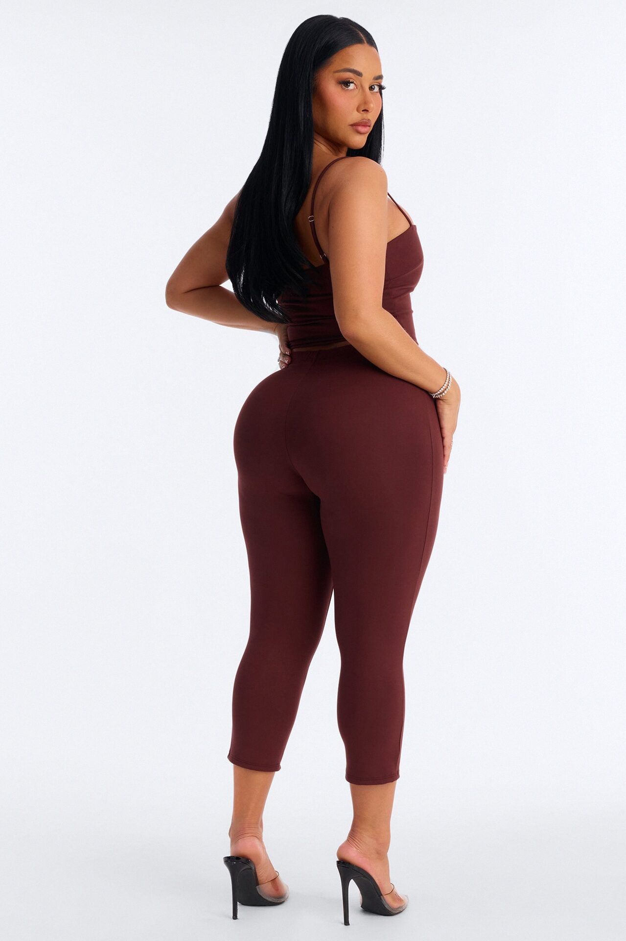 Mila Tank Top Capri Set - Brown