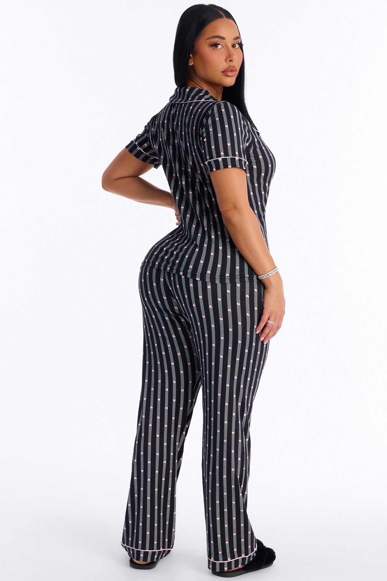 True Love Short Sleeve PJ Pant Set - Black/combo