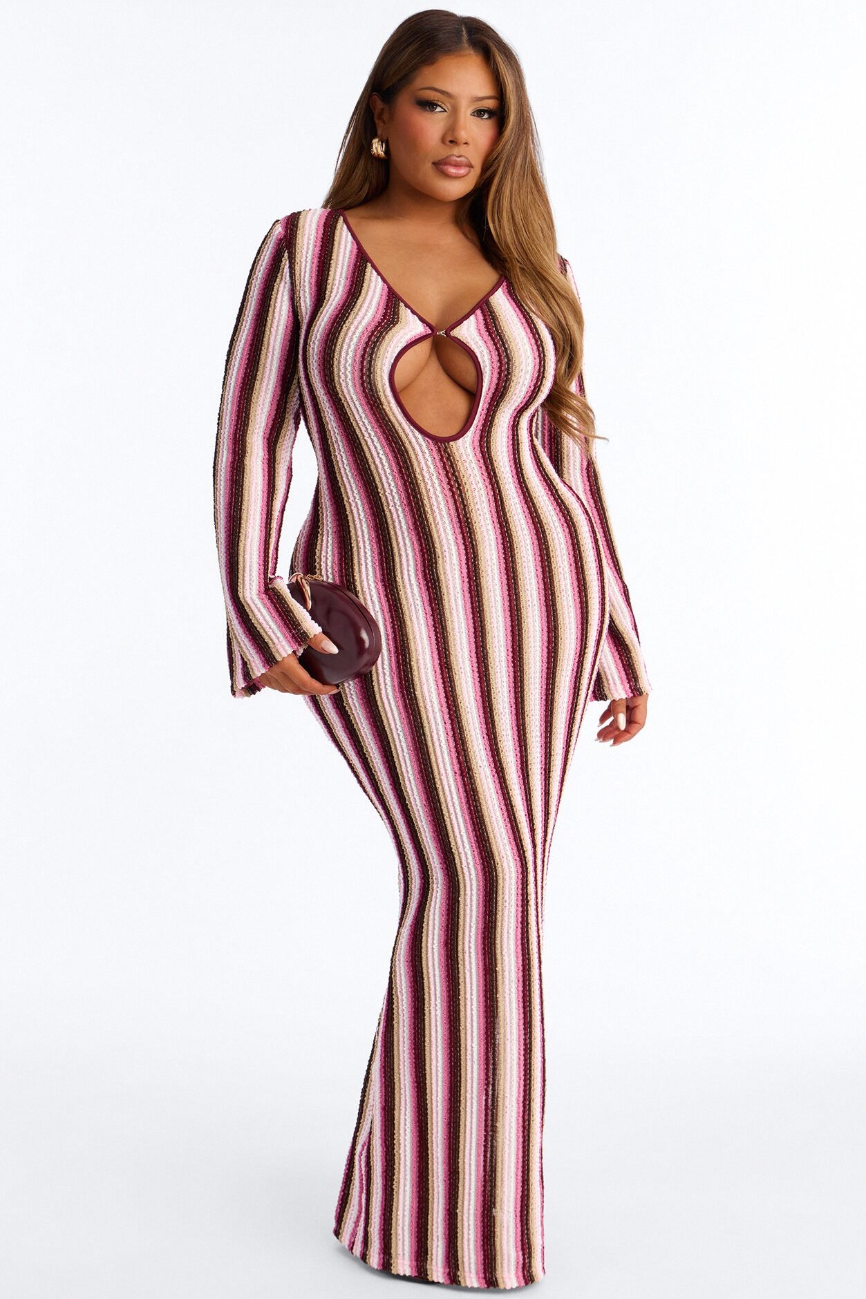 Glow Getter Crochet Maxi Dress - Pink/combo