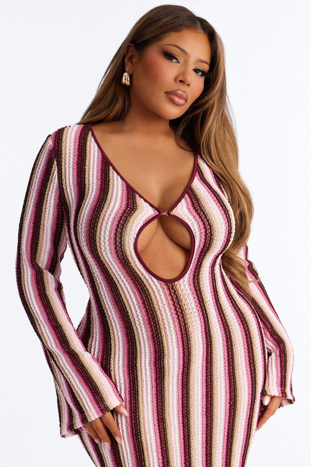Glow Getter Crochet Maxi Dress - Pink/combo