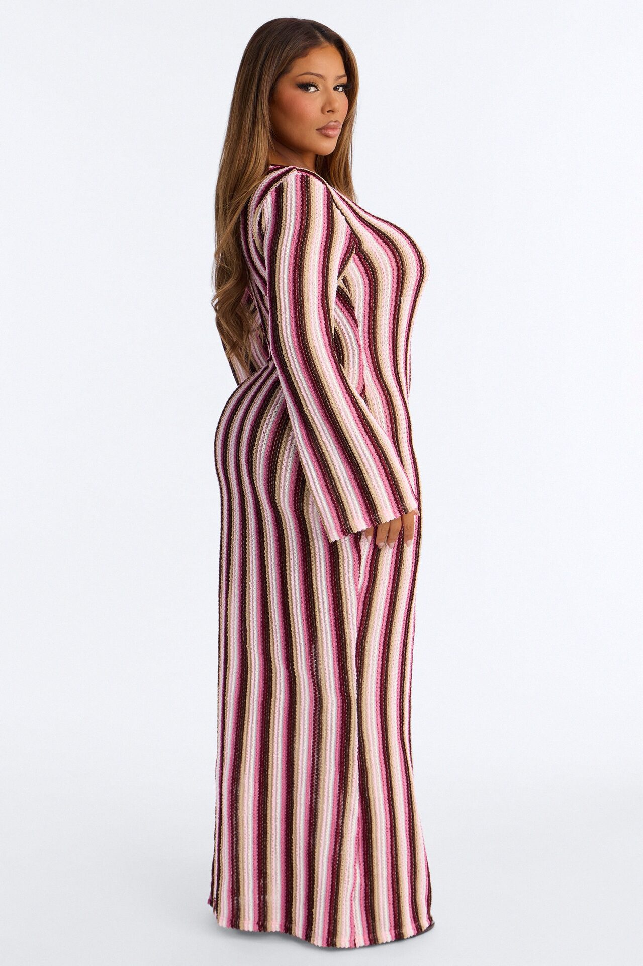 Glow Getter Crochet Maxi Dress - Pink/combo