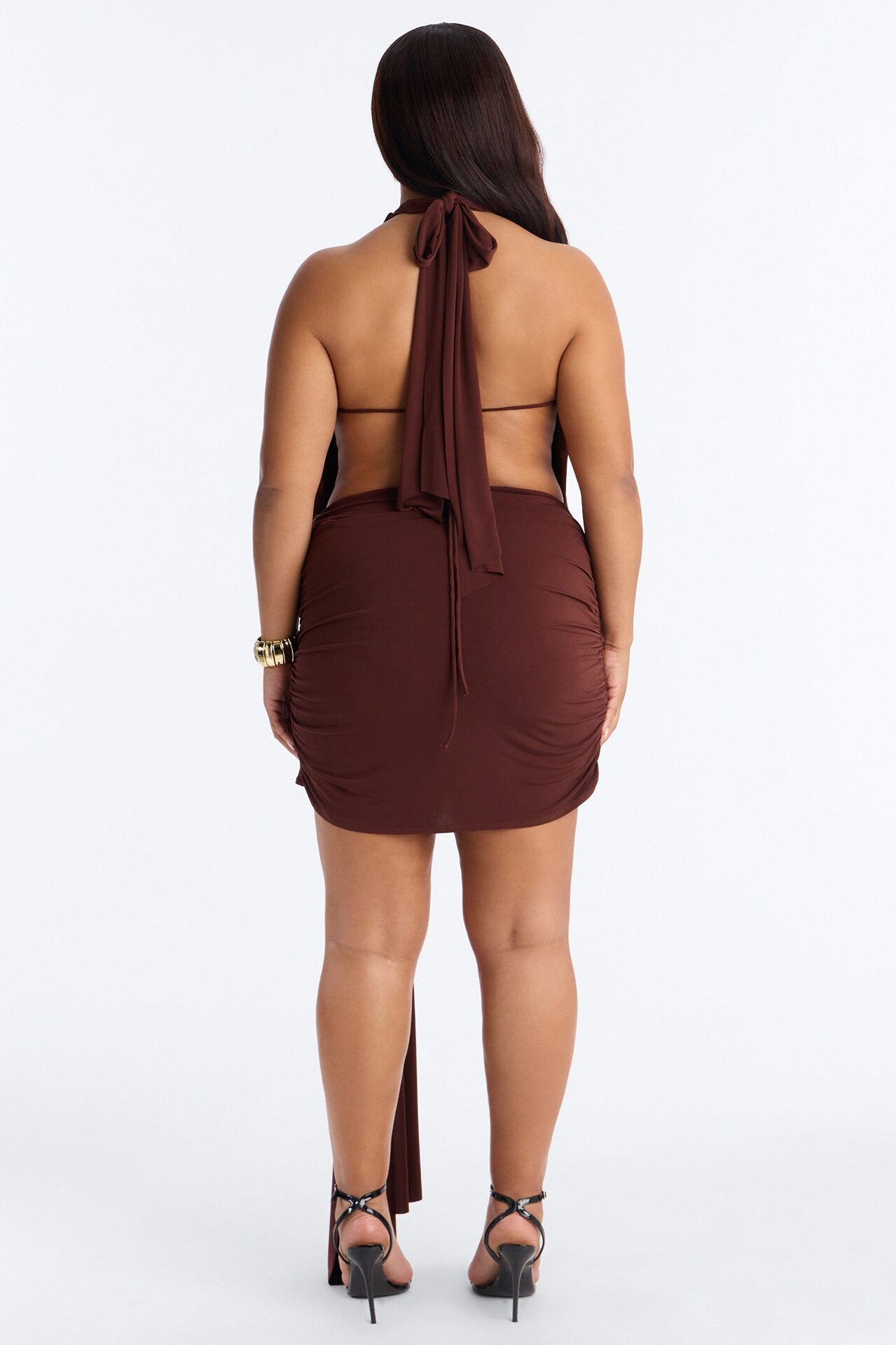 City Pulse Draped Mini Dress - Chocolate