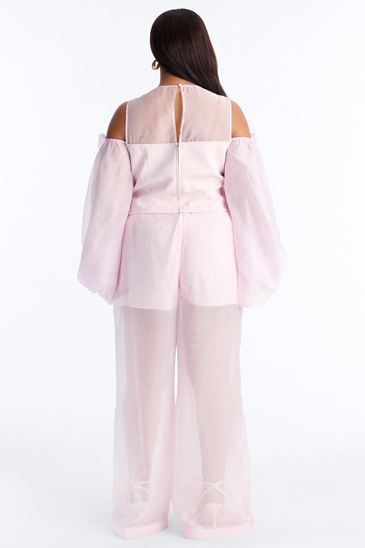 Blossom Organza Long Sleeve Top - Light Pink