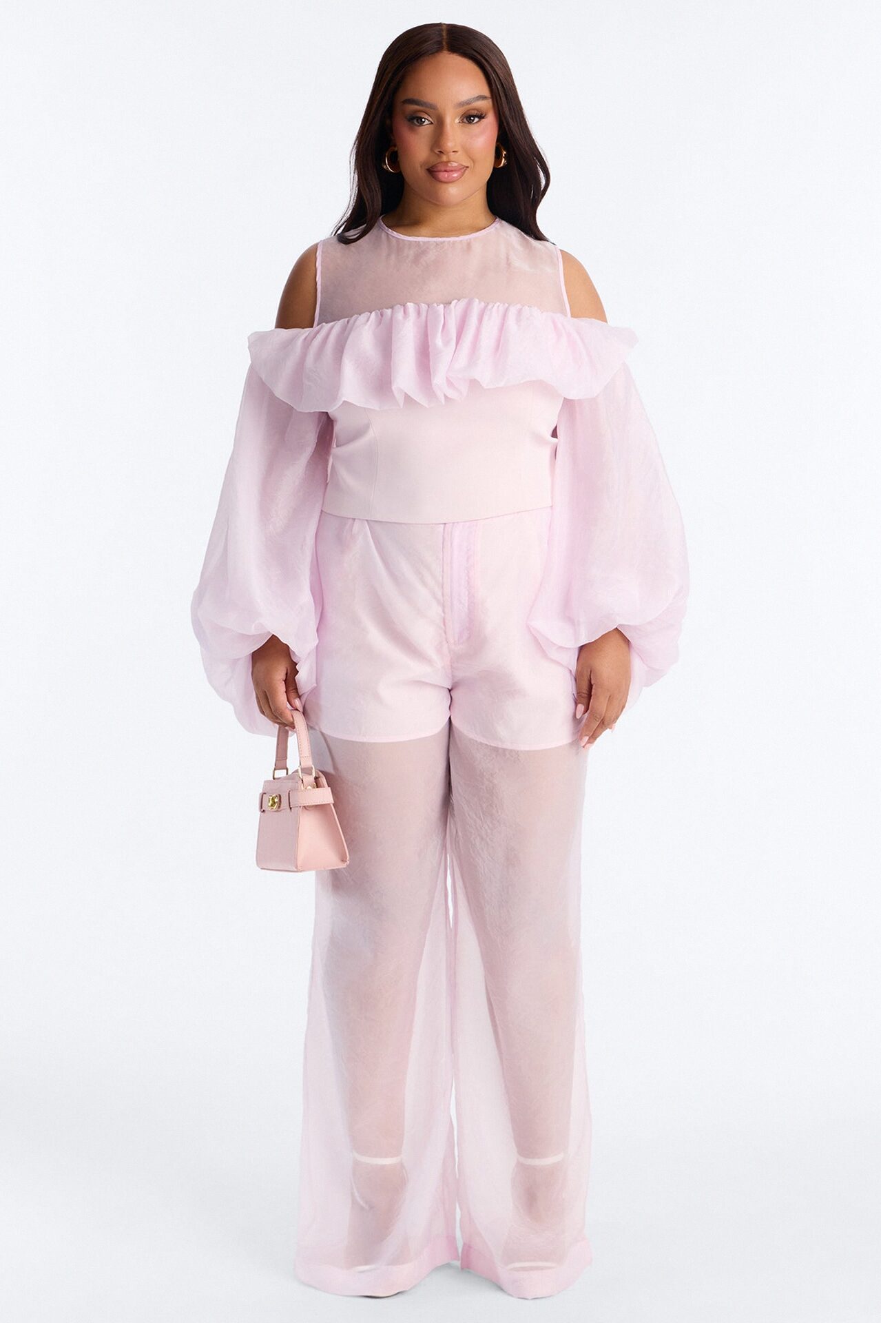 Blossom Organza Trousers - Light Pink