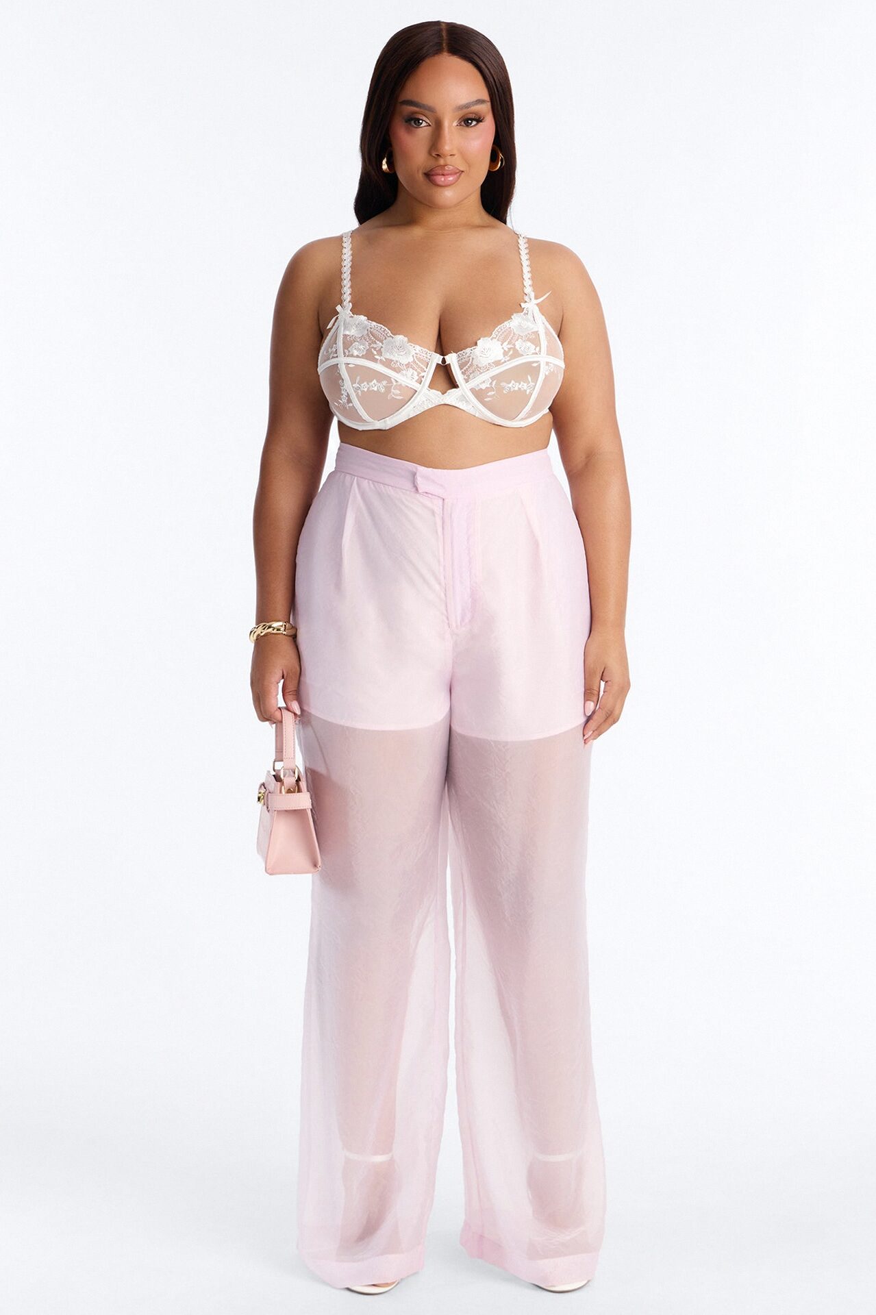 Blossom Organza Trousers - Light Pink
