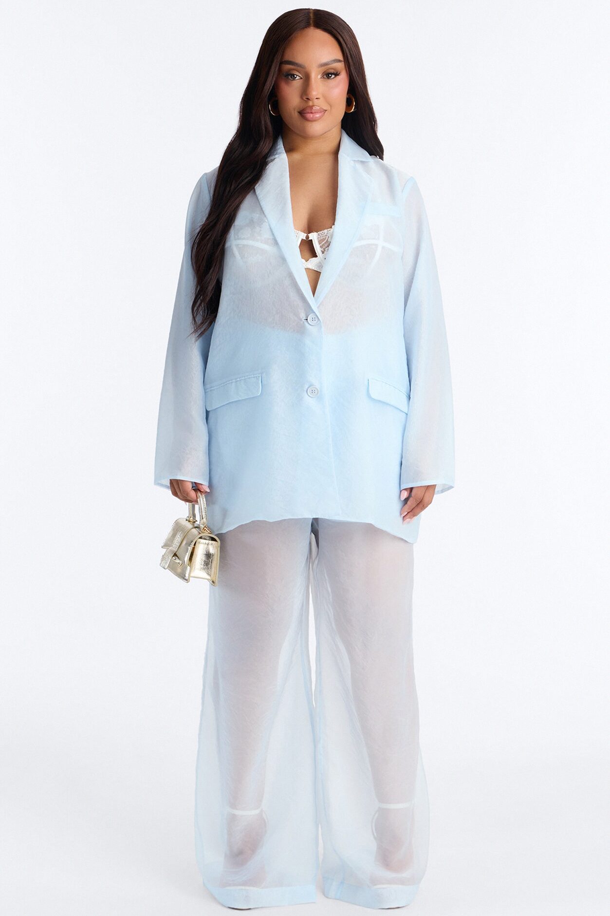 Blossom Organza Trousers - Light Blue