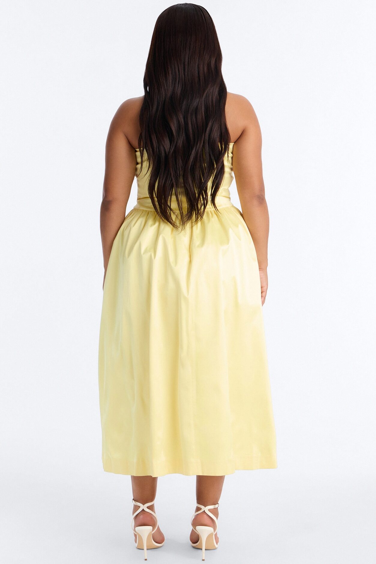 Darling Bow Satin Midi Dress - Butter Yellow