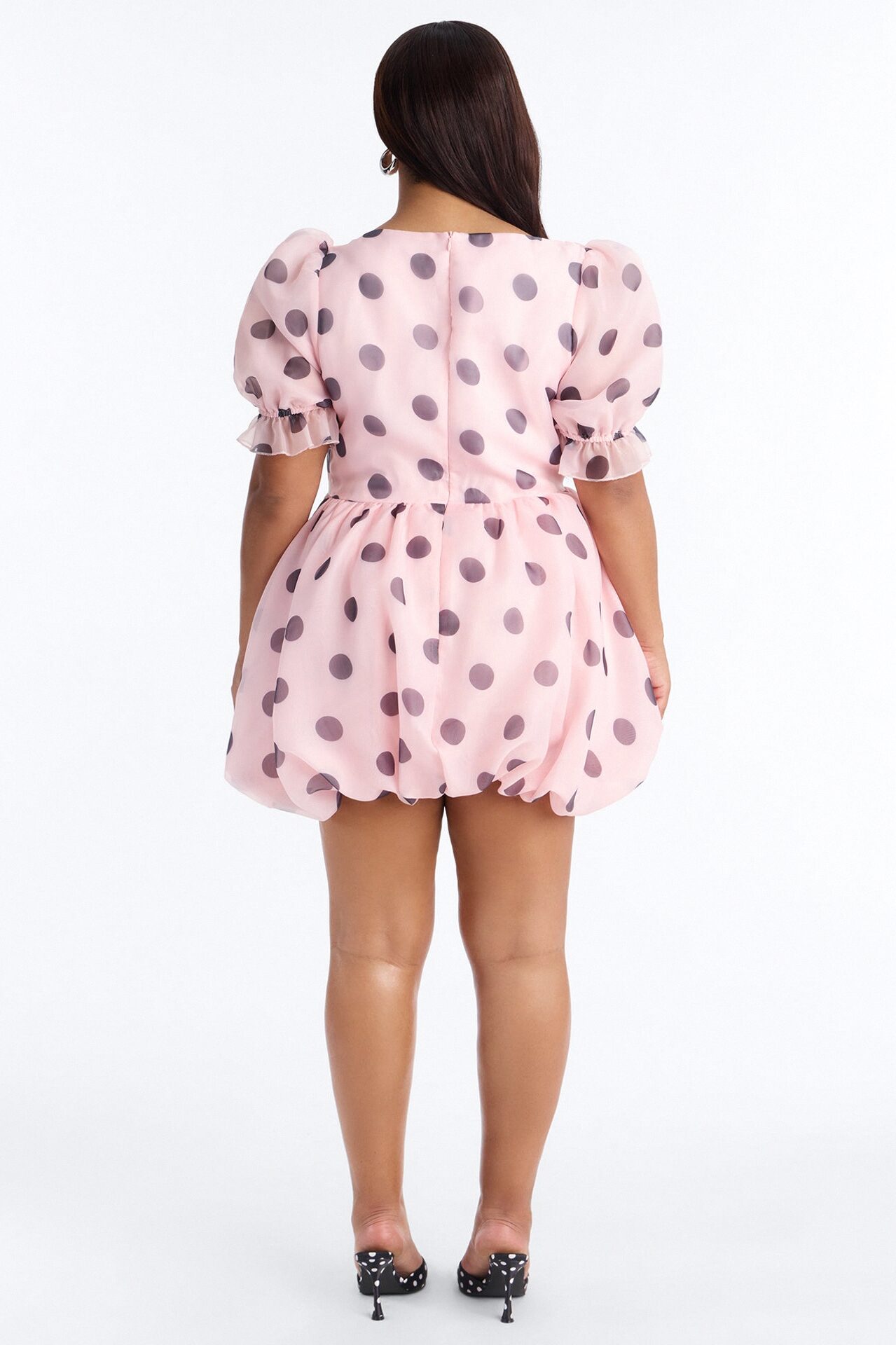 Pretty In Polka Dot Puff Sleeve Mini Dress - Pink/combo