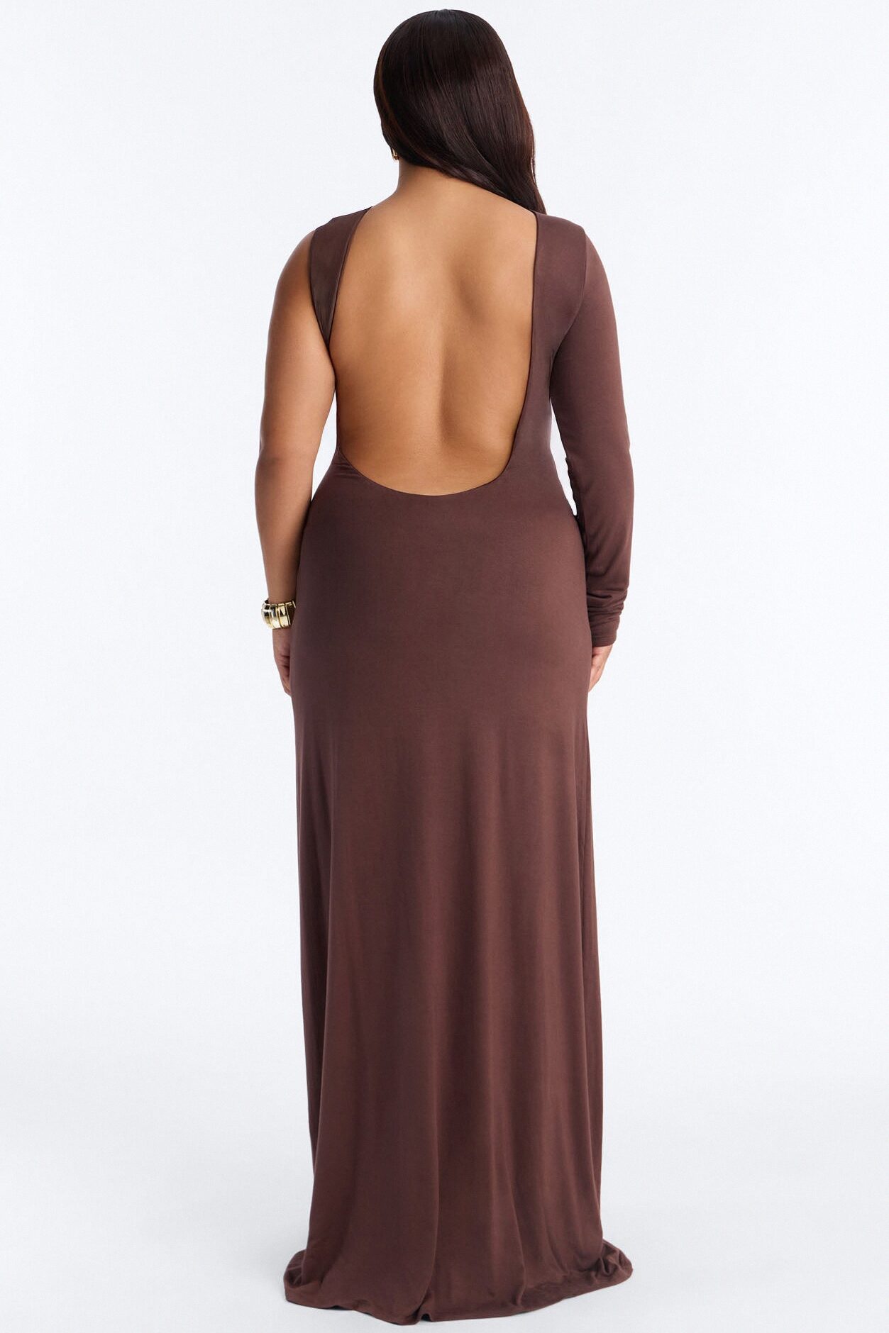 Clean Whisper One Shoulder Maxi Dress - Chocolate
