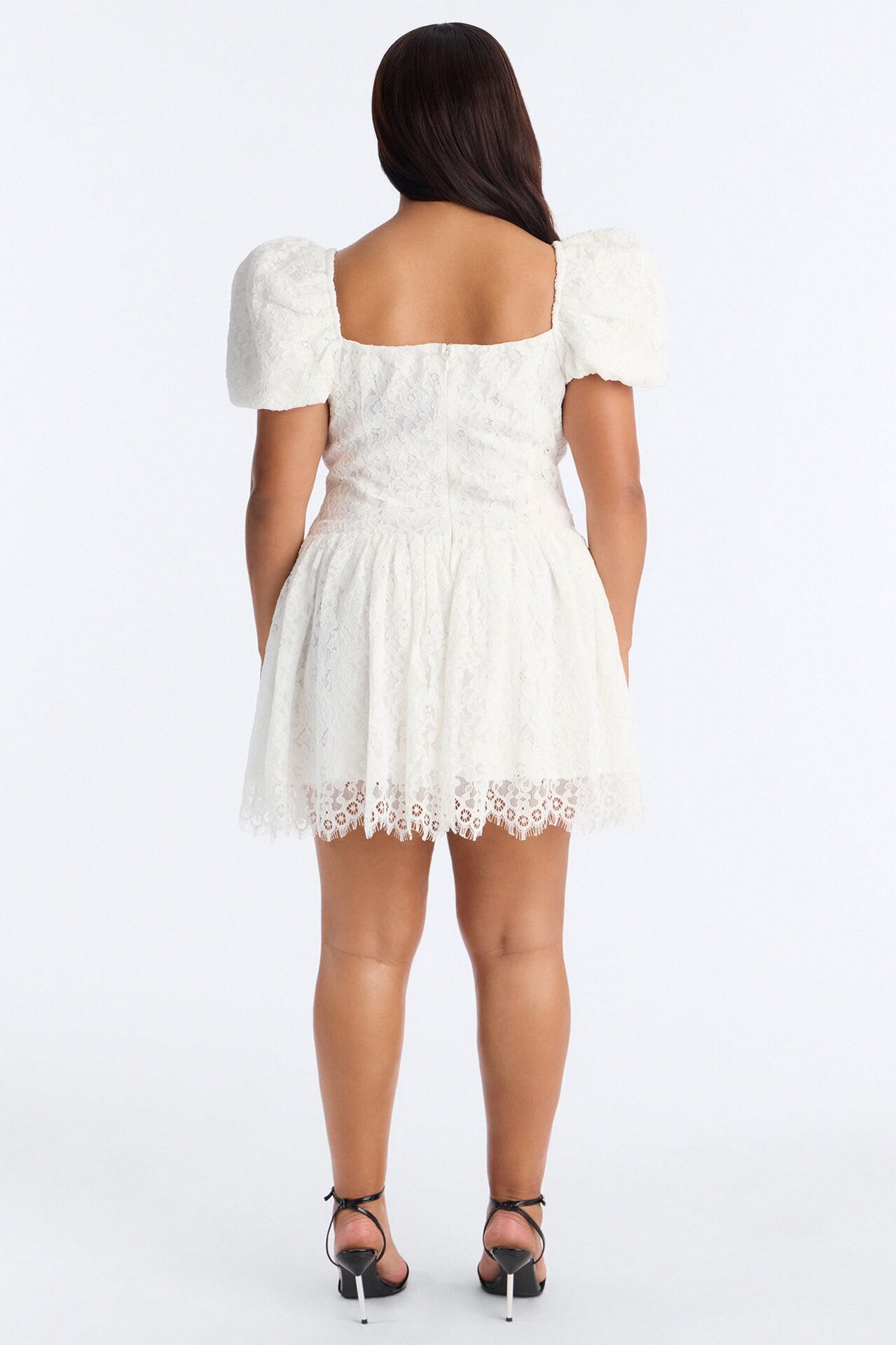 Eternal Lace Puff Sleeve Mini Dress - Ivory/combo