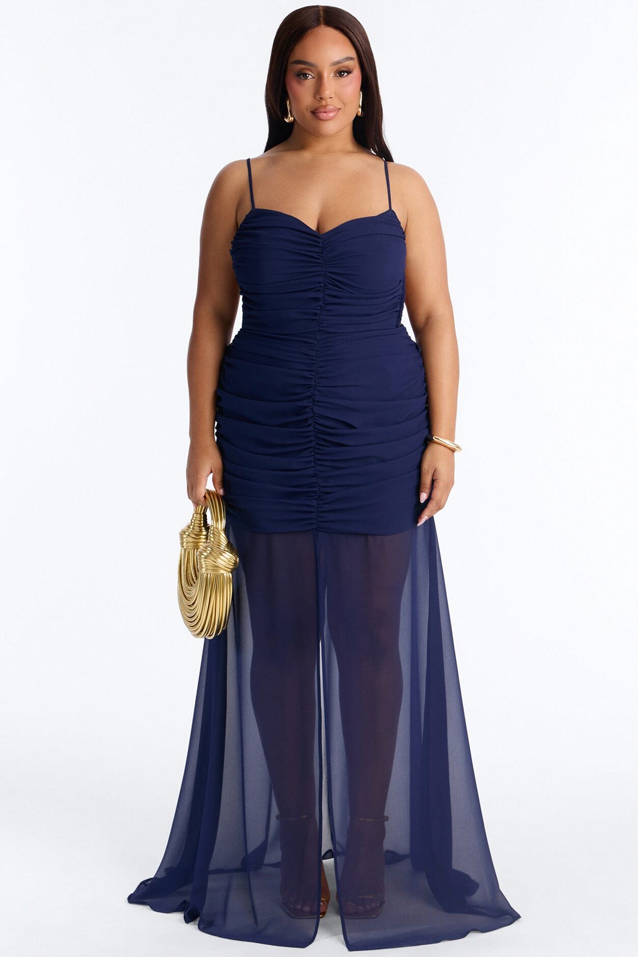 Spring Breeze Chiffon Maxi Dress - Navy