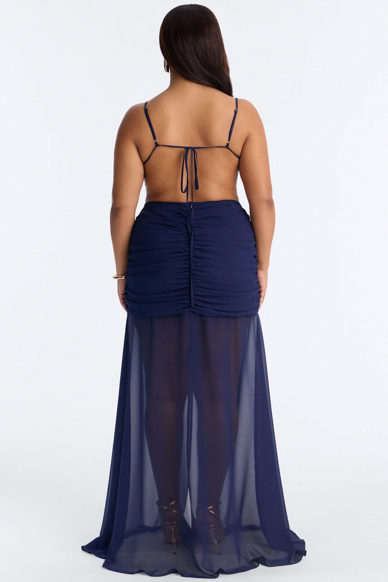 Spring Breeze Chiffon Maxi Dress - Navy