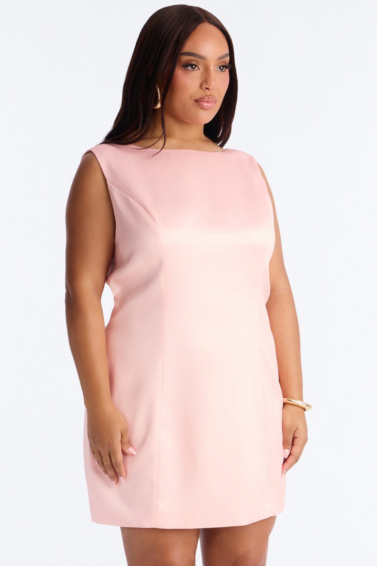 Darling Bow Satin Backless Mini Dress - Light Pink