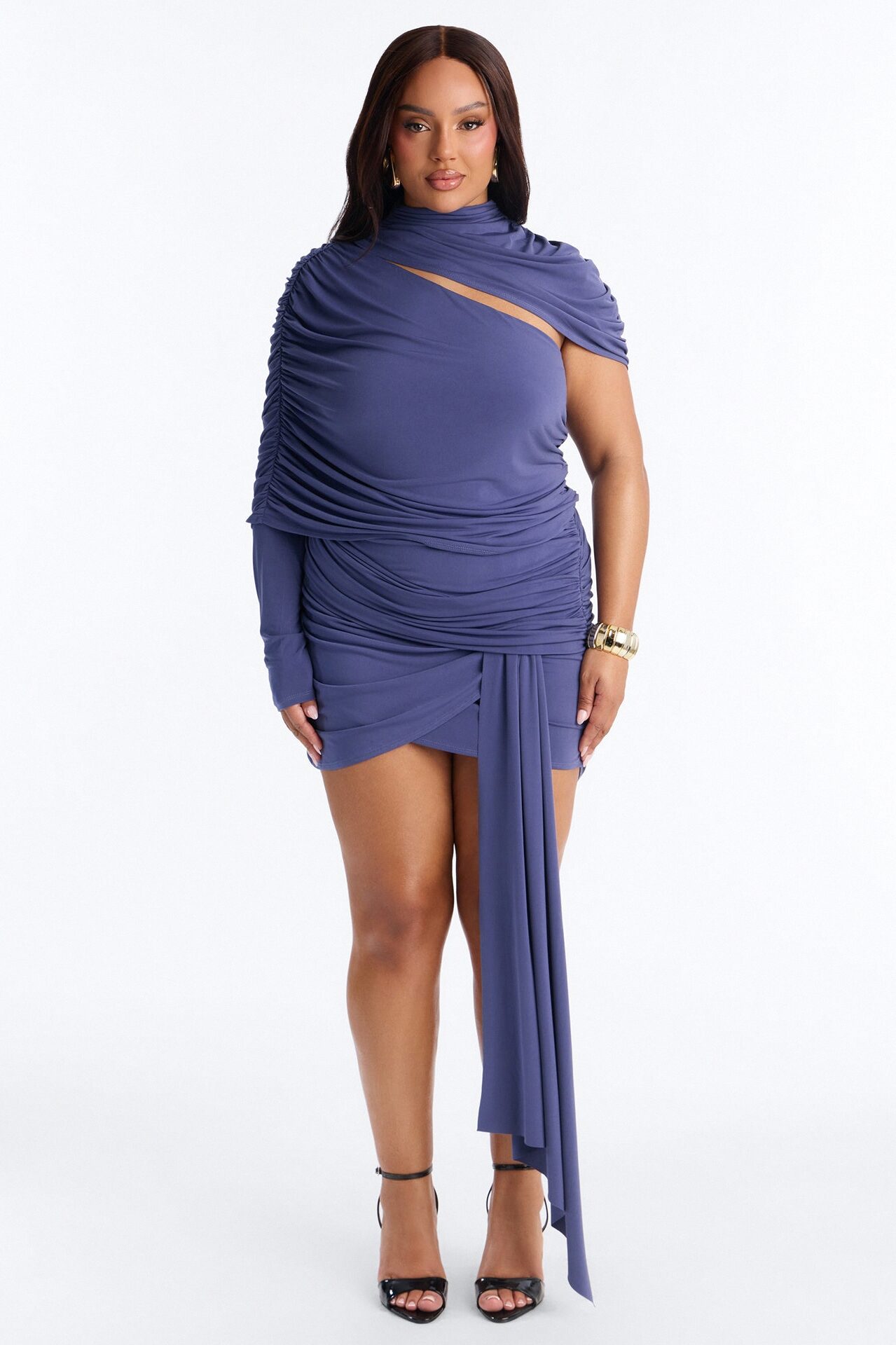 Untamed Draped Mini Skirt - Dusty Blue
