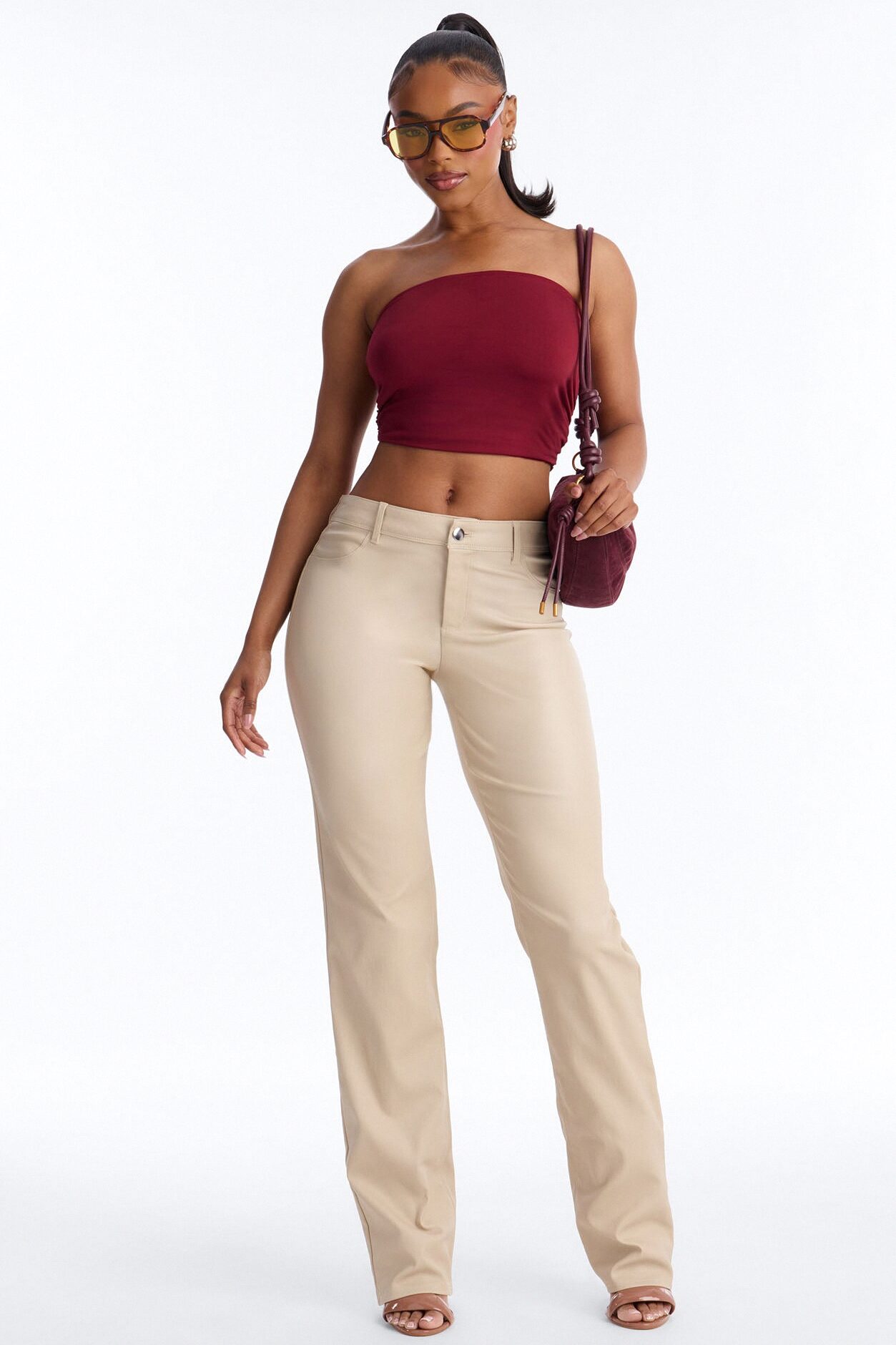 Sammie High Rise Straight Leg Pant - Stone