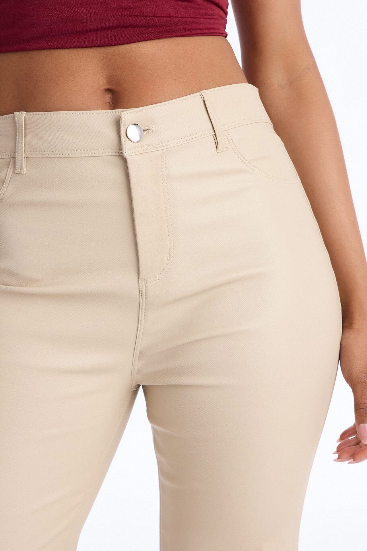 Sammie High Rise Straight Leg Pant - Stone