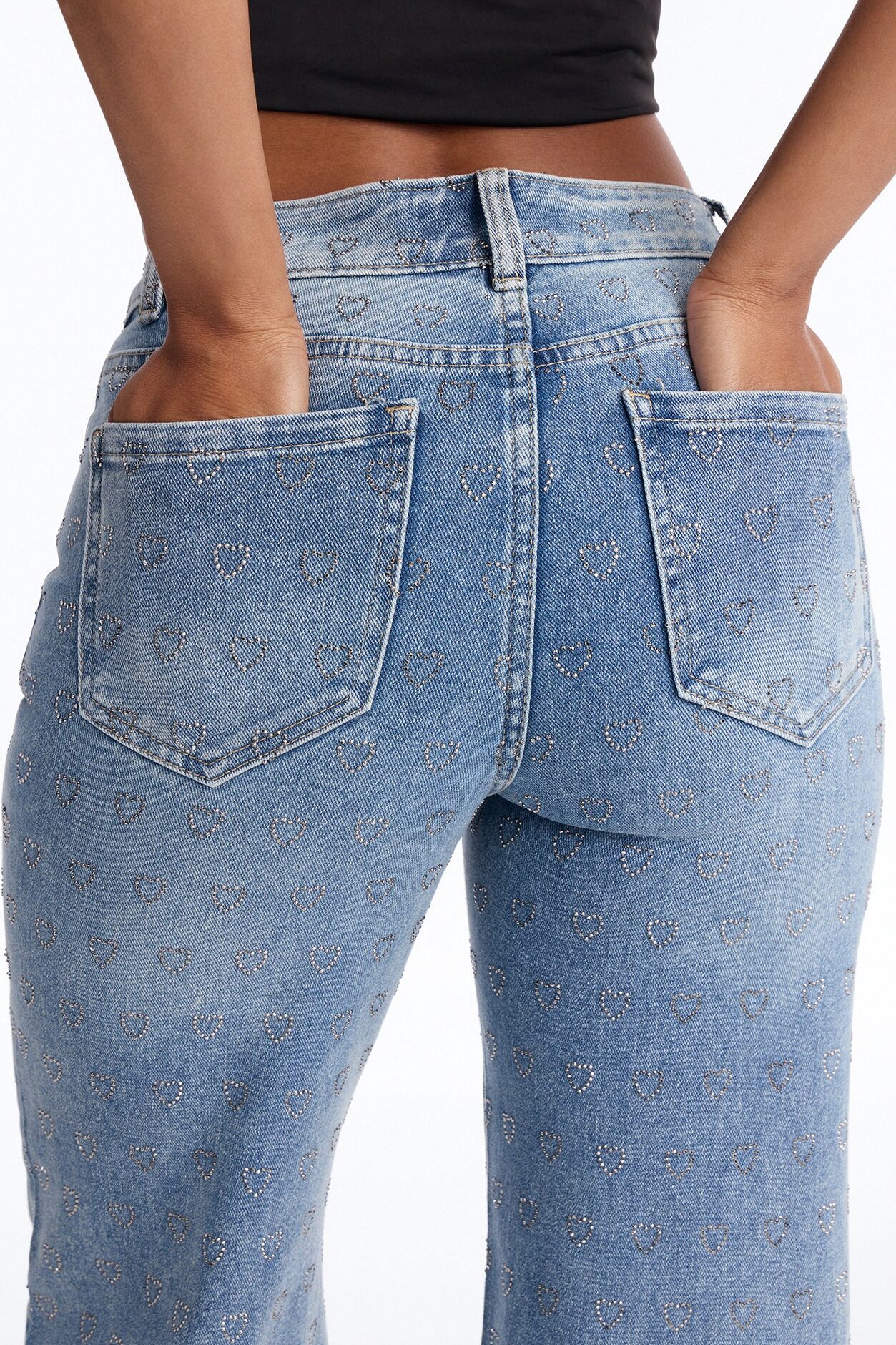 Pulling Heartstrings Stretch Wide Leg Jeans - Light Wash