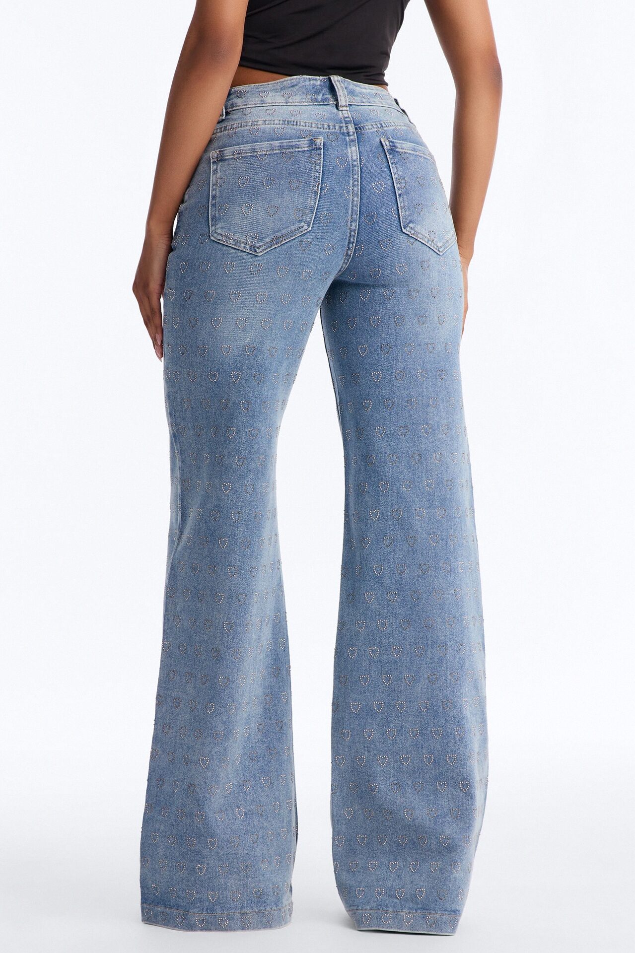 Pulling Heartstrings Stretch Wide Leg Jeans - Light Wash