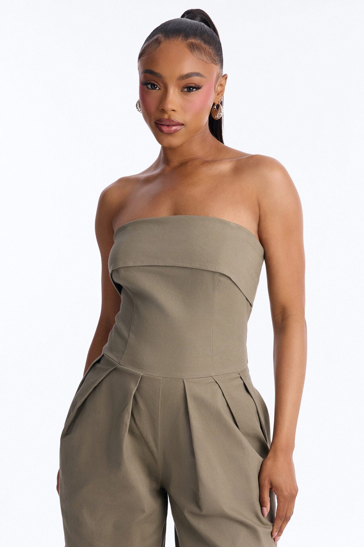 Iman Twil Wide Leg Jumpsuit - Olive