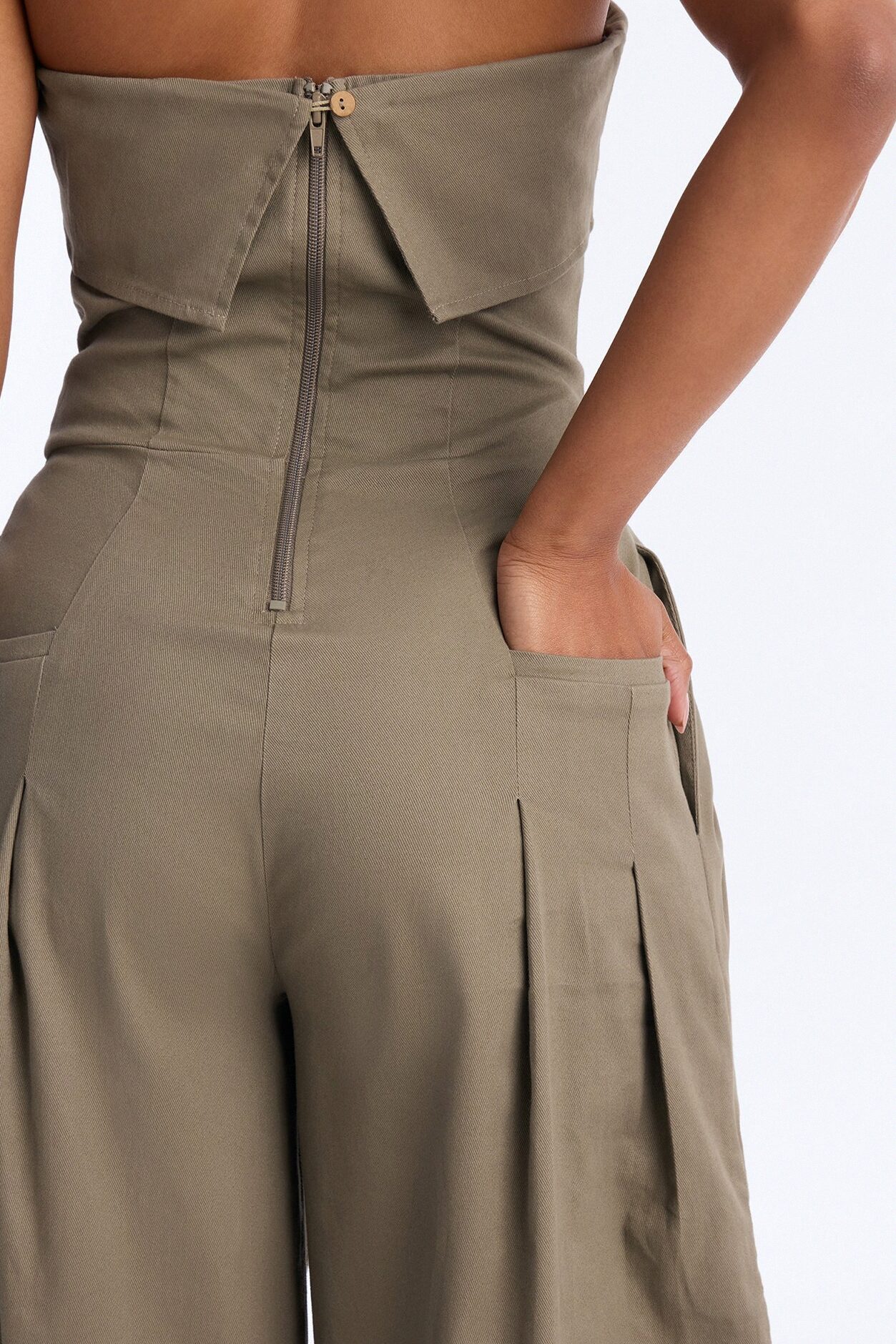 Iman Twil Wide Leg Jumpsuit - Olive